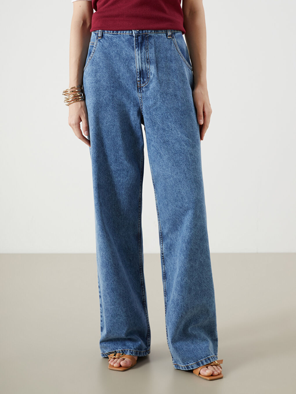 Jean Jambe Large pour Femmes-1