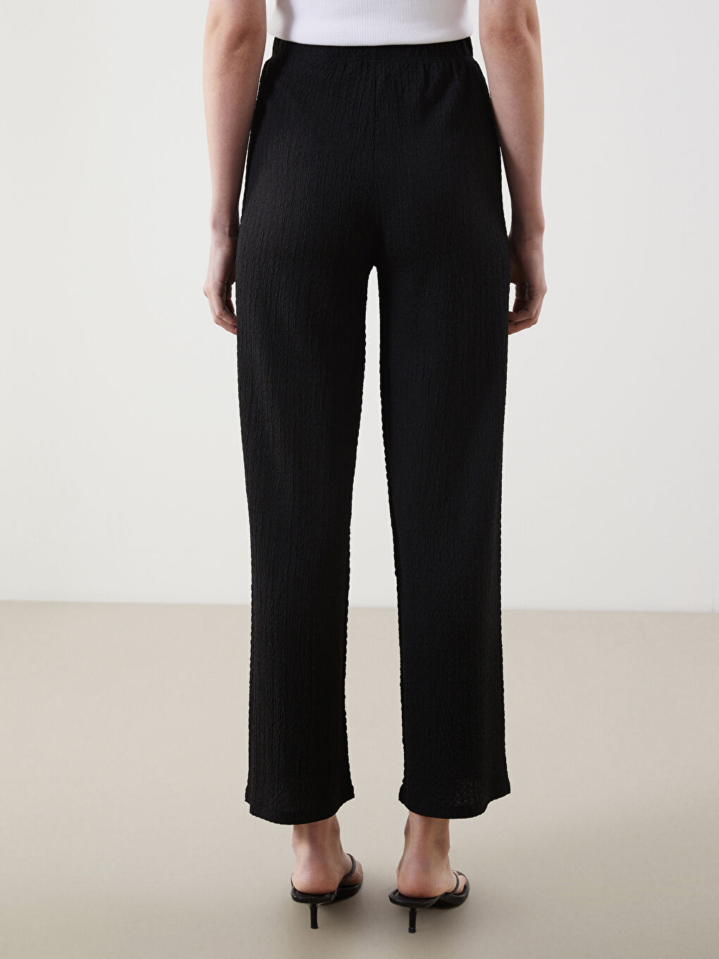 Elasticated Waist Textured Women's Trousers -S5G920Z8-CVL