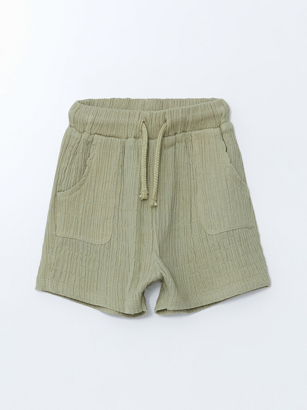 Yeşil Beli Lastikli Cepli Erkek Bebek Şort