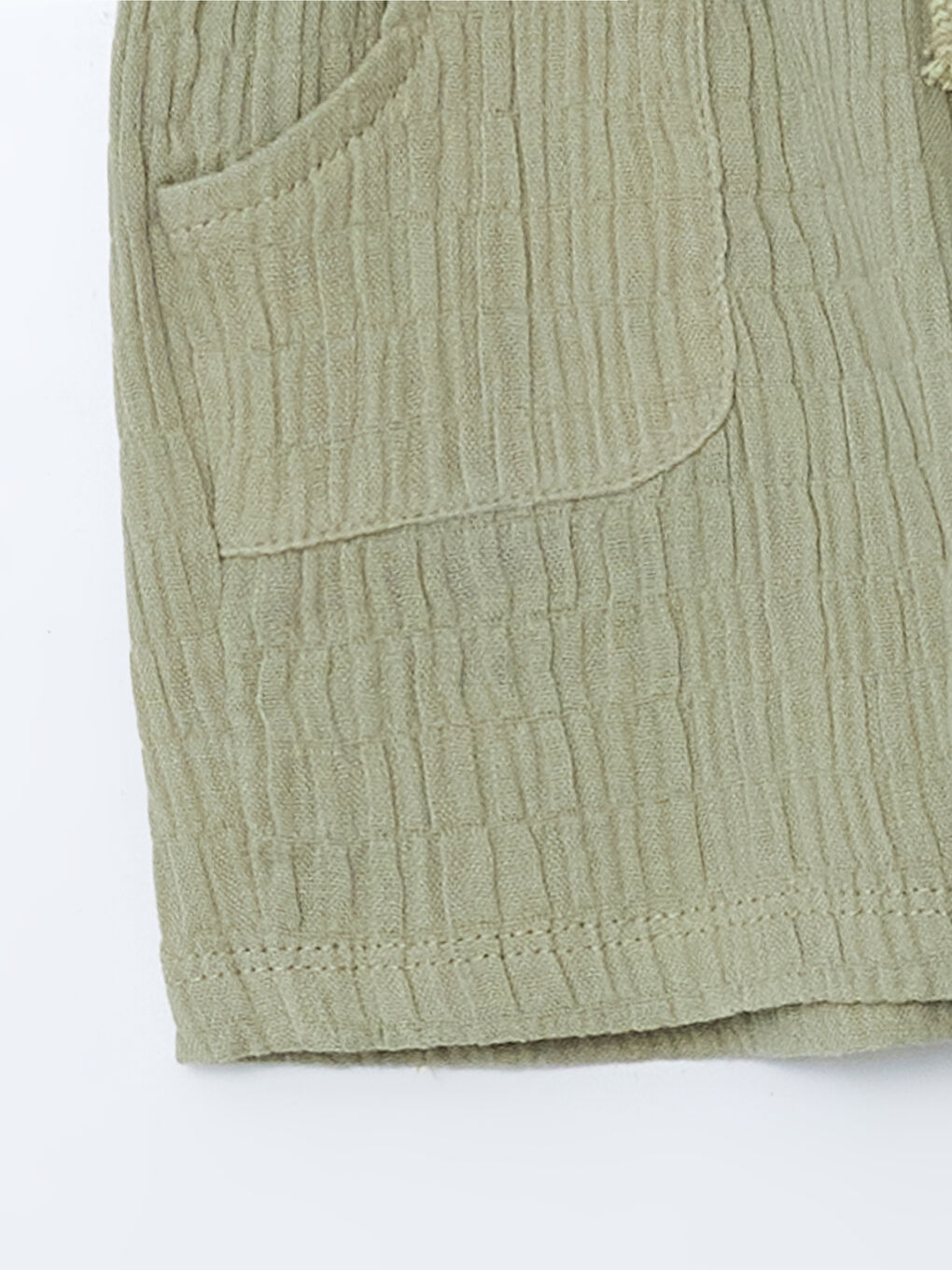 Yeşil Beli Lastikli Cepli Erkek Bebek Şort-2