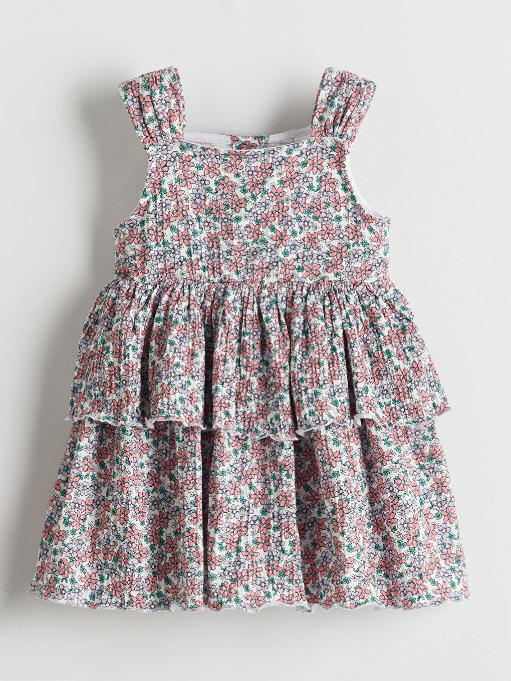 Square Collar Floral Girls' Crinkle Dress -S5G981Z1-LRA