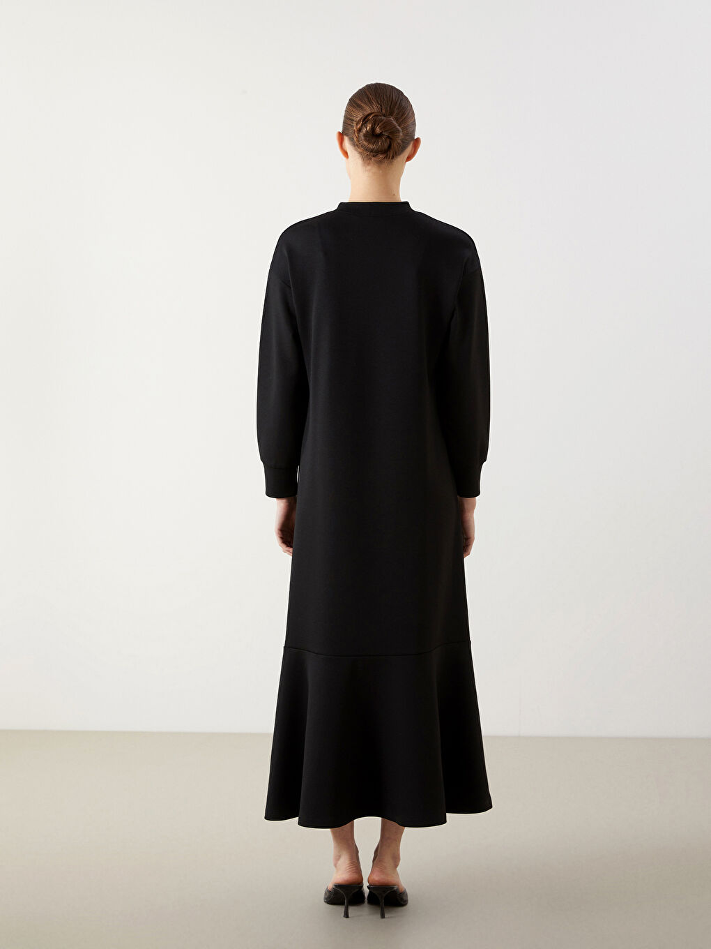 LCW Modest Siyah Dik Yaka Kadın Sweatshirt Elbise - 3