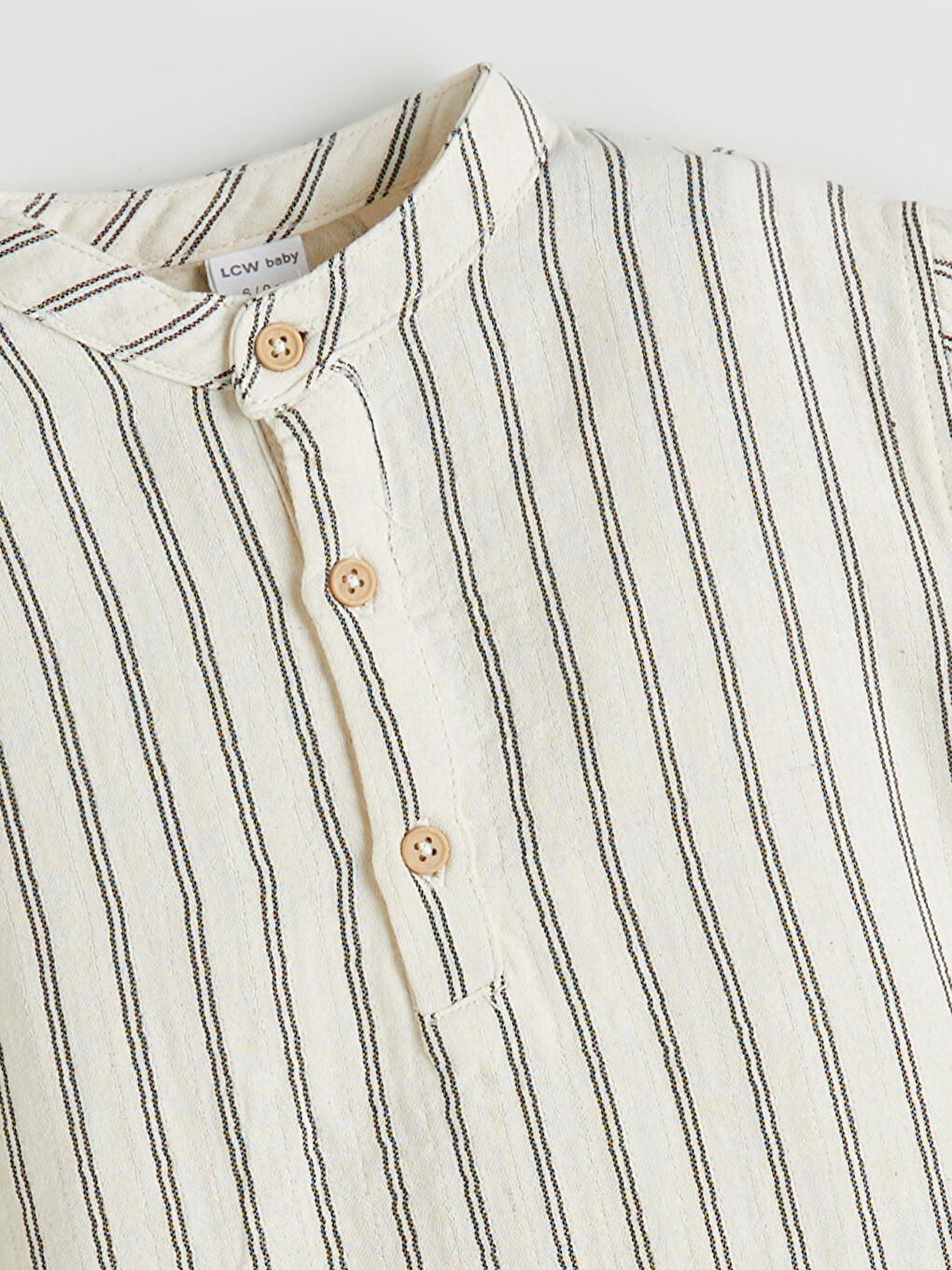 Ekru Hakim Yaka Çizgili Erkek Bebek Gömlek-1