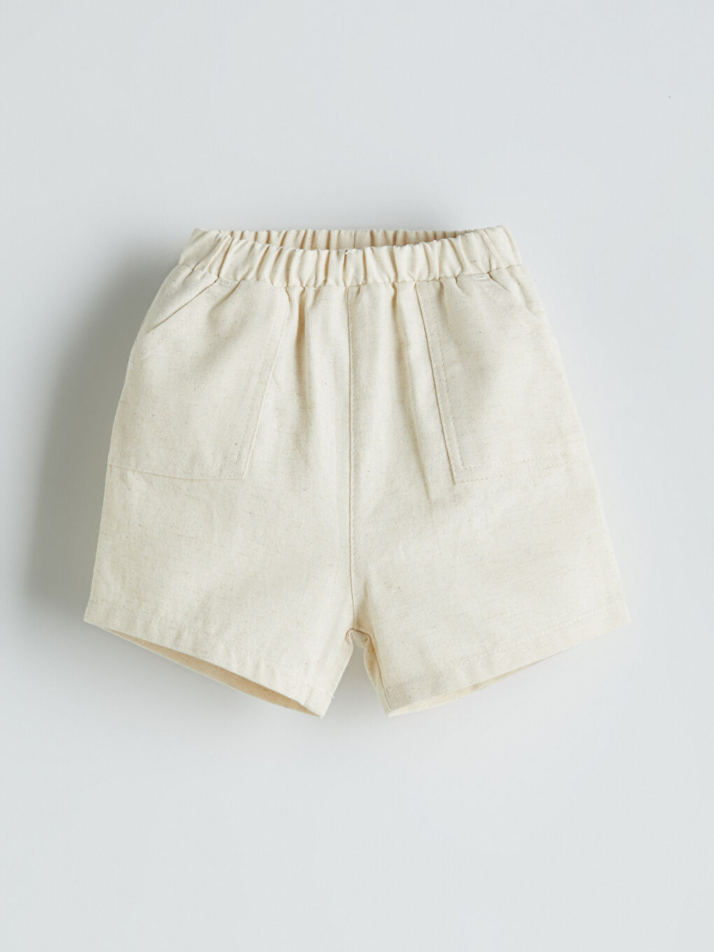 Ekru Beli Lastikli Basic Erkek Bebek Şort