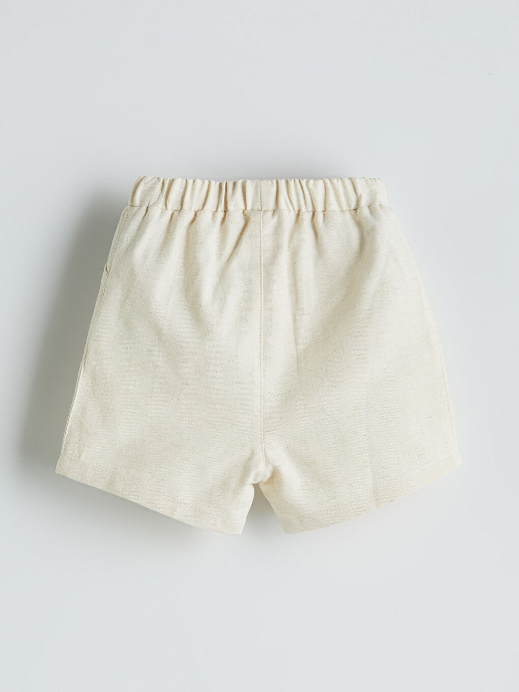 Ekru Beli Lastikli Basic Erkek Bebek Şort-1