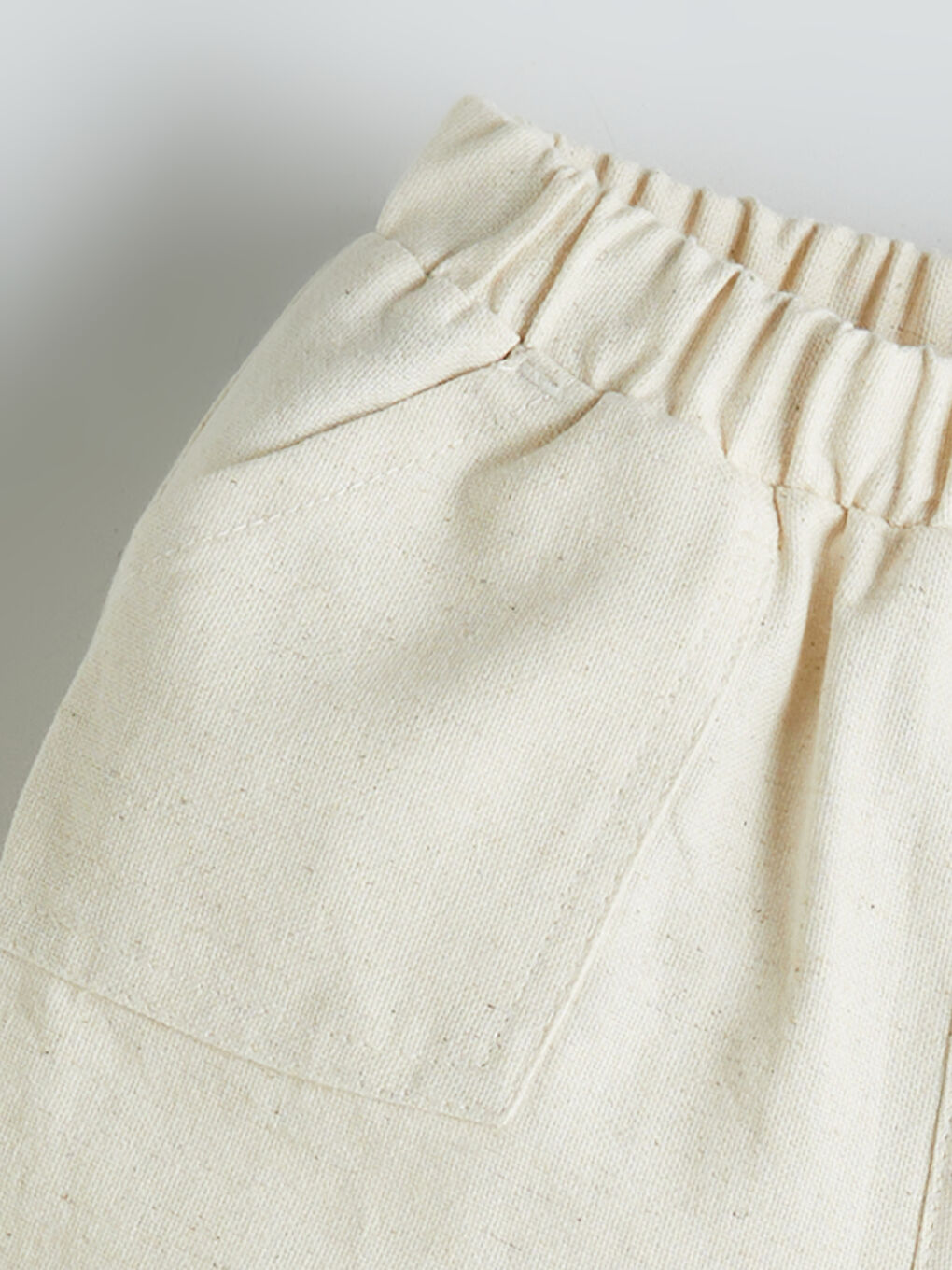 Ekru Beli Lastikli Basic Erkek Bebek Şort-2