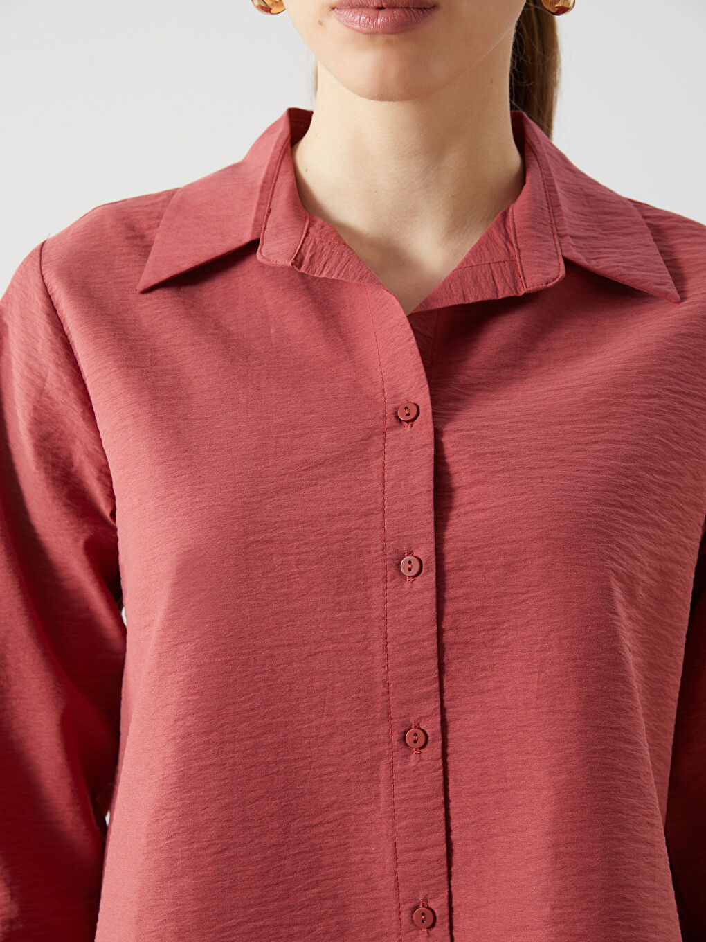 LCWAIKIKI Classic Mercan Poplin Kadın Gömlek Tunik - 2