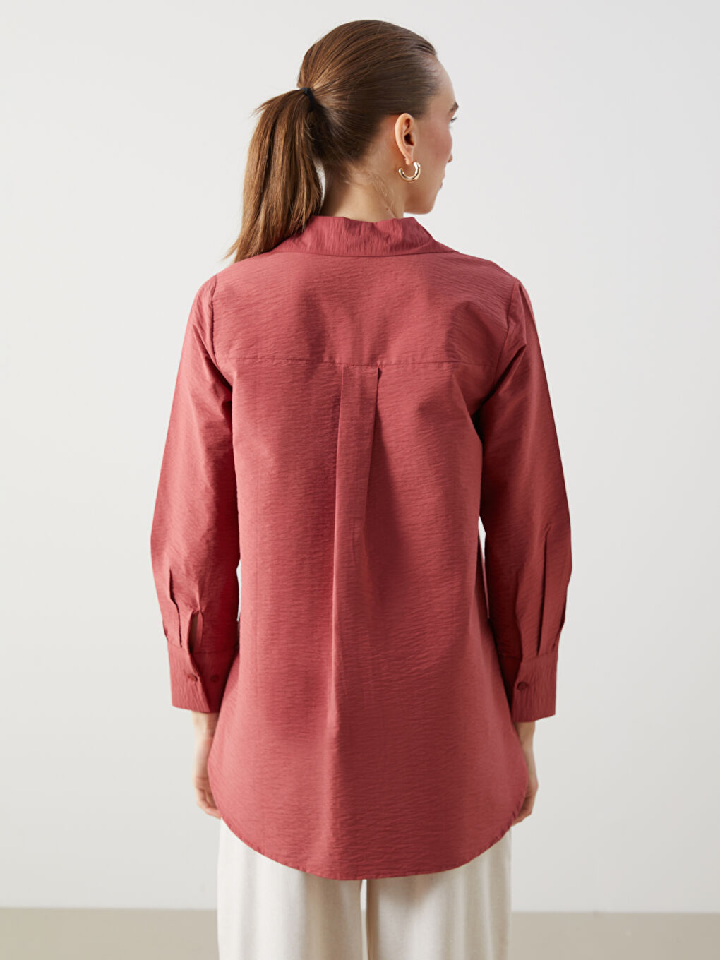 LCWAIKIKI Classic Mercan Poplin Kadın Gömlek Tunik - 3