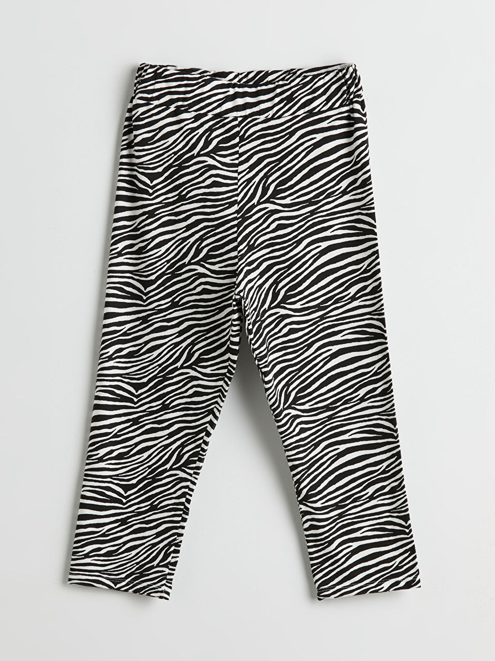 Beyaz Beli Lastikli 3/4 Boy Kız Çocuk Tayt