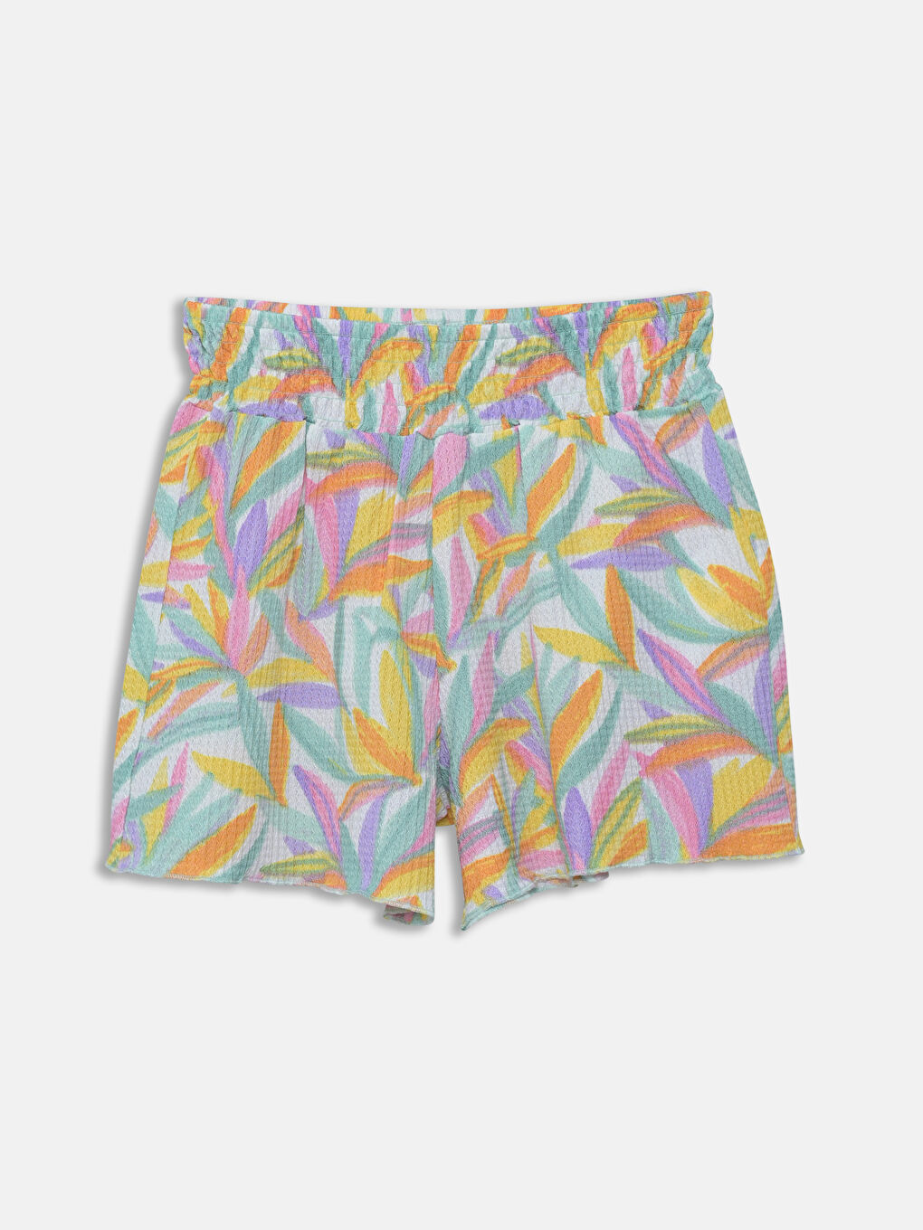 Girls' Patterned Shorts with Elastic Waist -S5GB21Z4-F9C