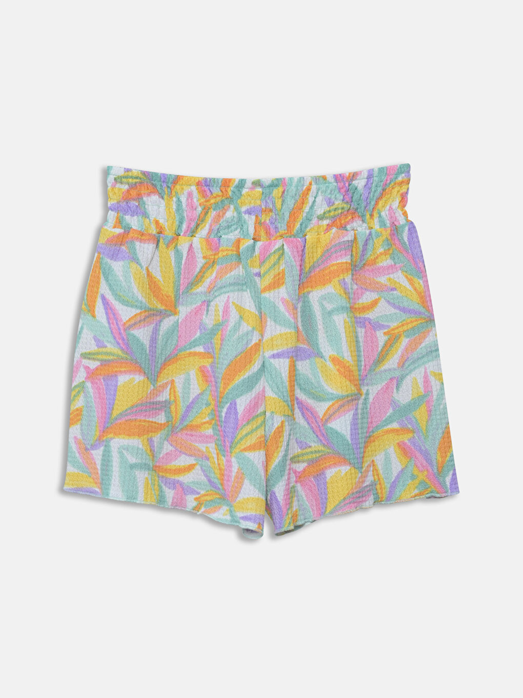Girls' Patterned Shorts with Elastic Waist -S5GB21Z4-F9C
