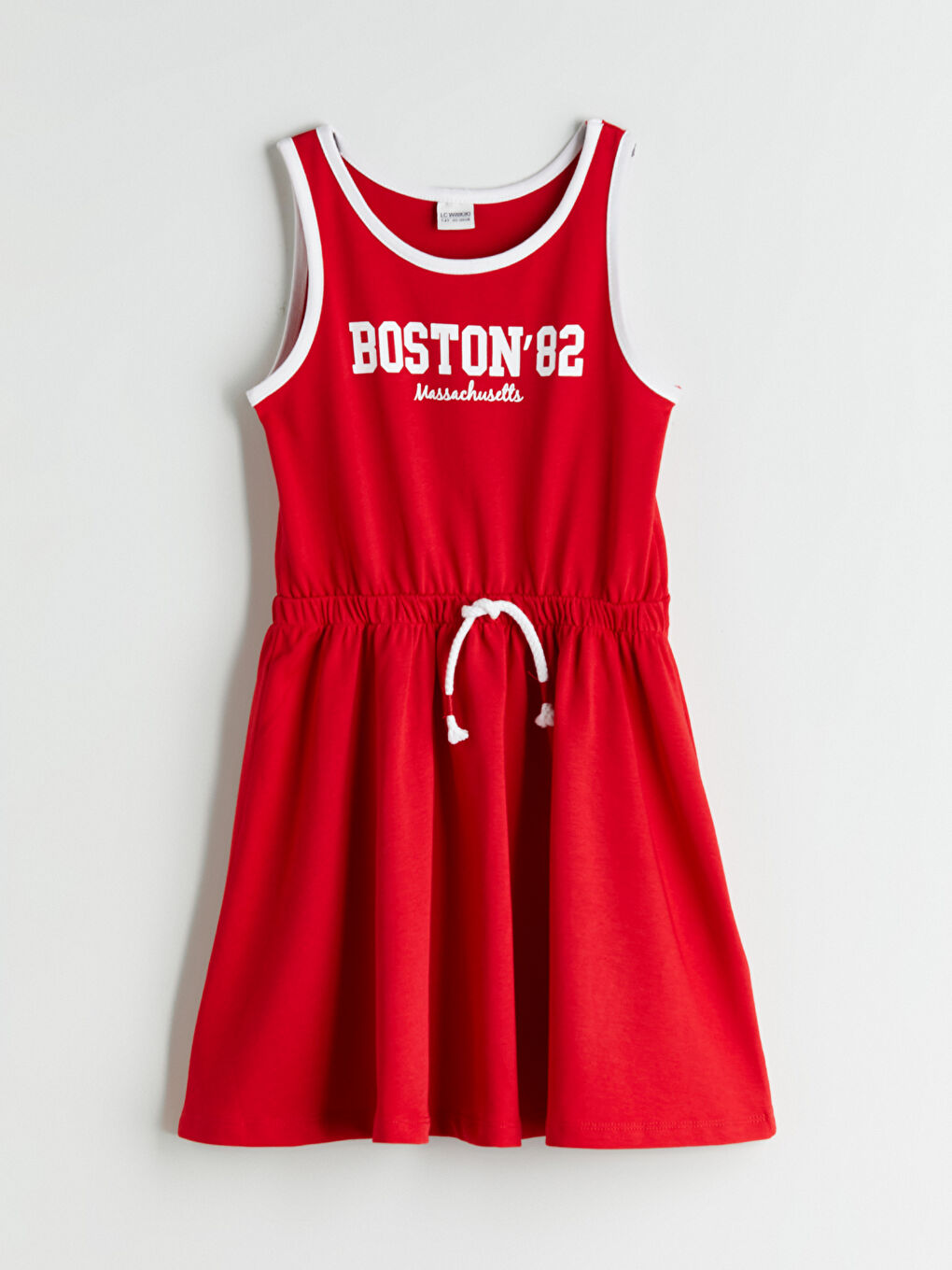 Kırmızı Bisiklet Yaka Kız Çocuk Elbise