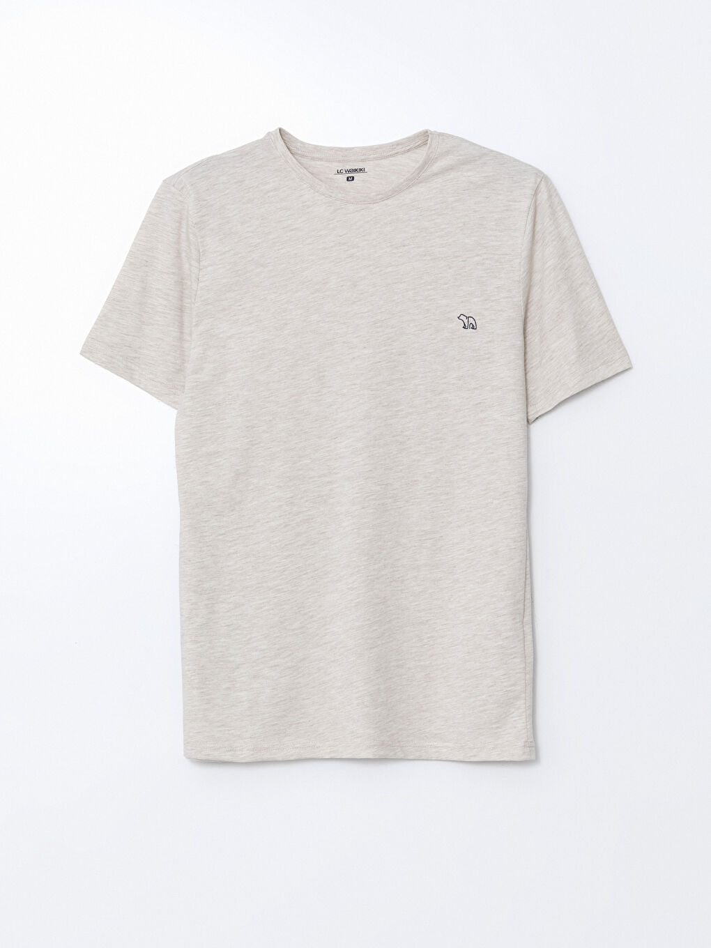 Bej Bisiklet Yaka Kısa Kollu Erkek Pijama Üst