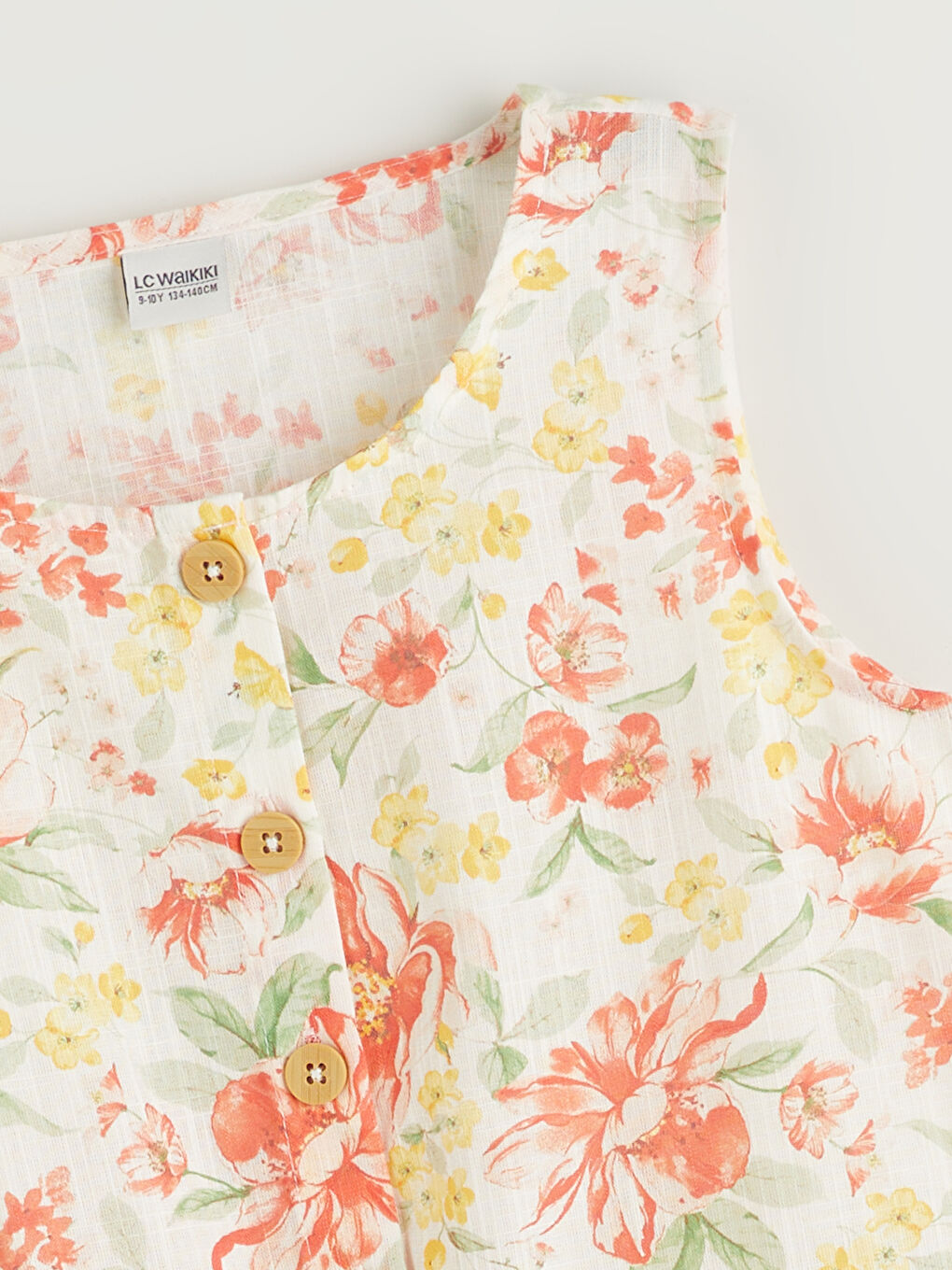 Ekru Bisiklet Yaka Çiçekli Kız Çocuk Tulum-3