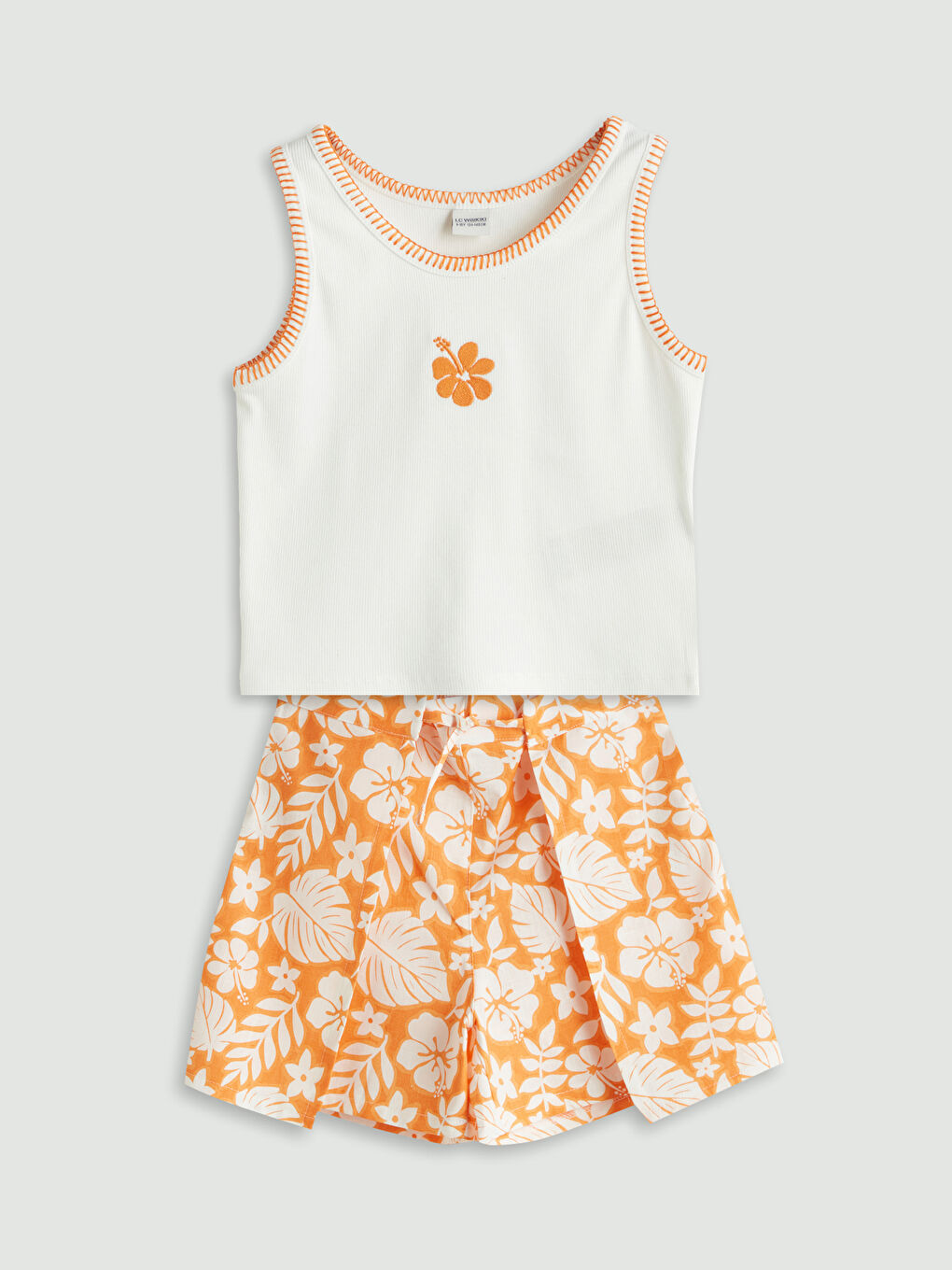 Crew Neck Floral Girls' Tank Top and Skort Set -S5GC20Z4-R9J