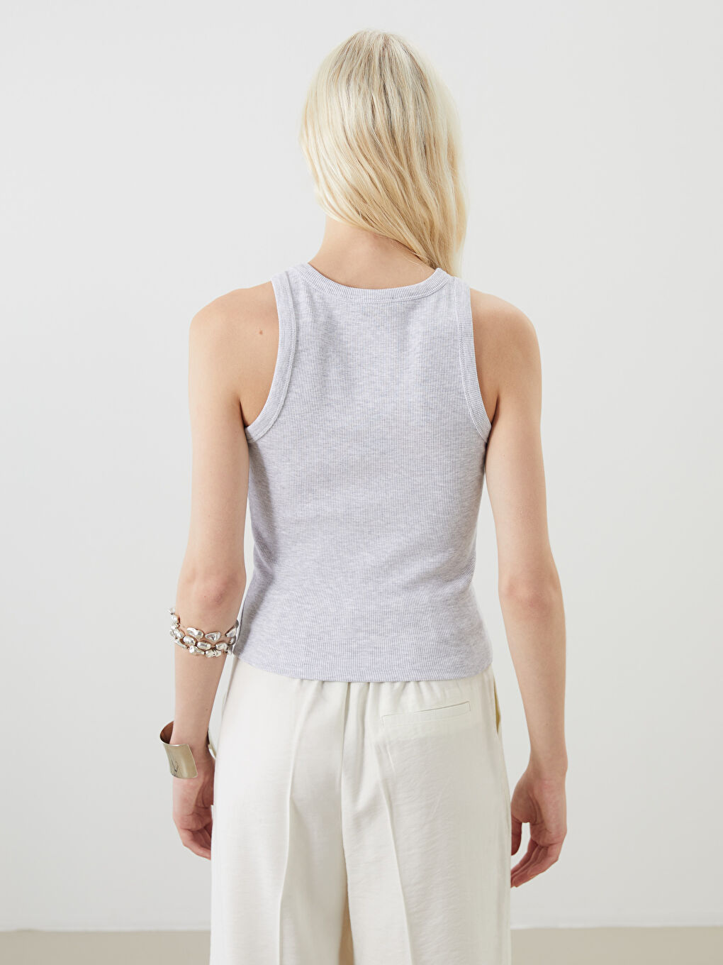 Crew Neck Textured Women's Tank Top -S5GC35Z8-EEZ