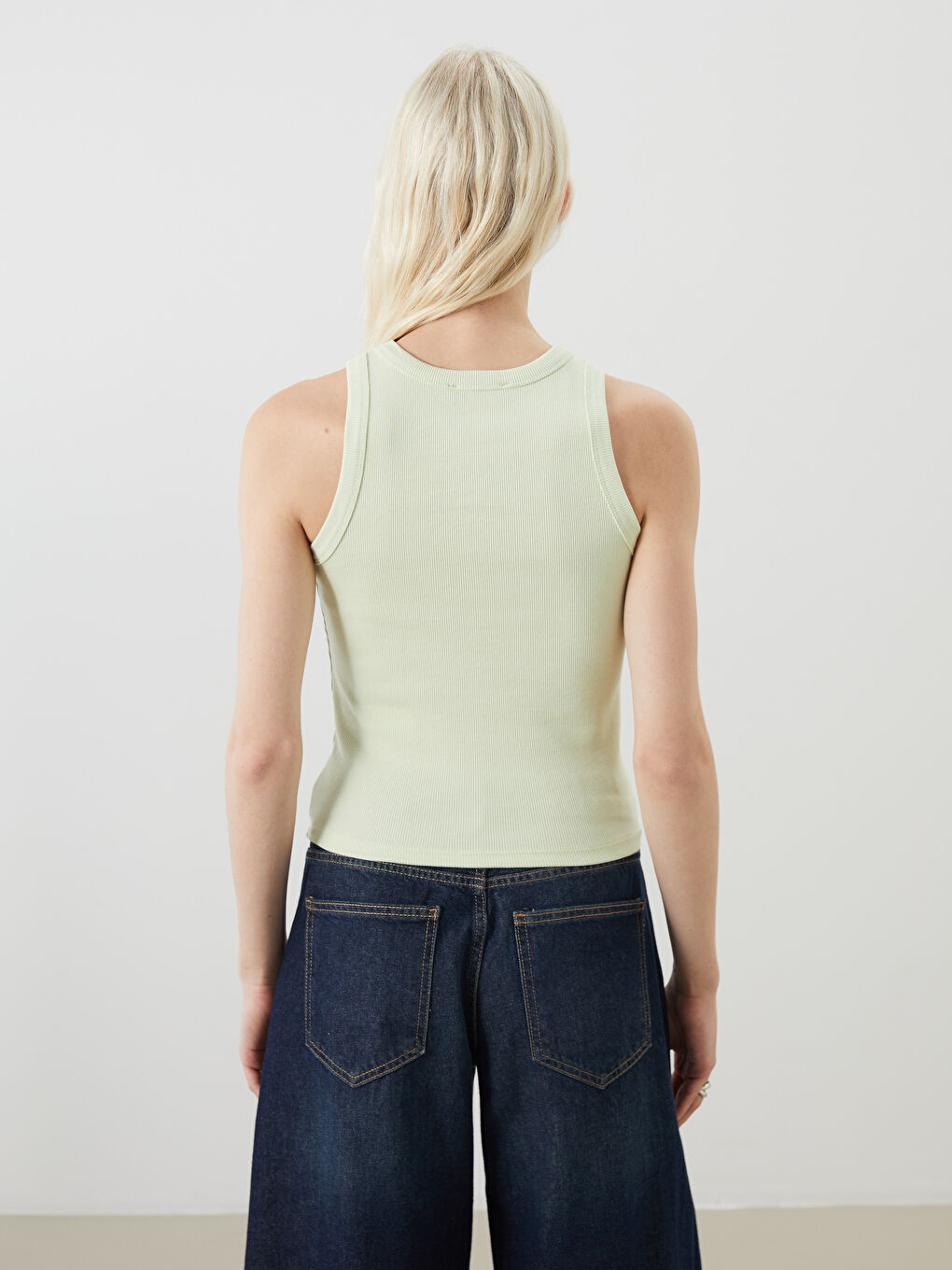 Crew Neck Textured Women's Tank Top -S5GC35Z8-FUA