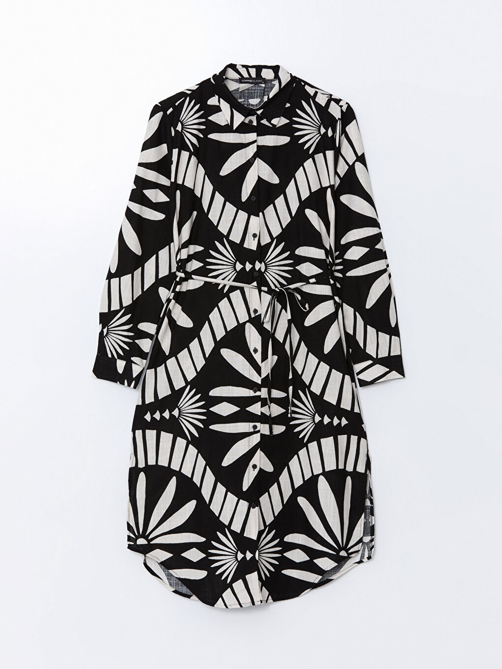 Siyah Desenli Kadın Gömlek Tunik-4