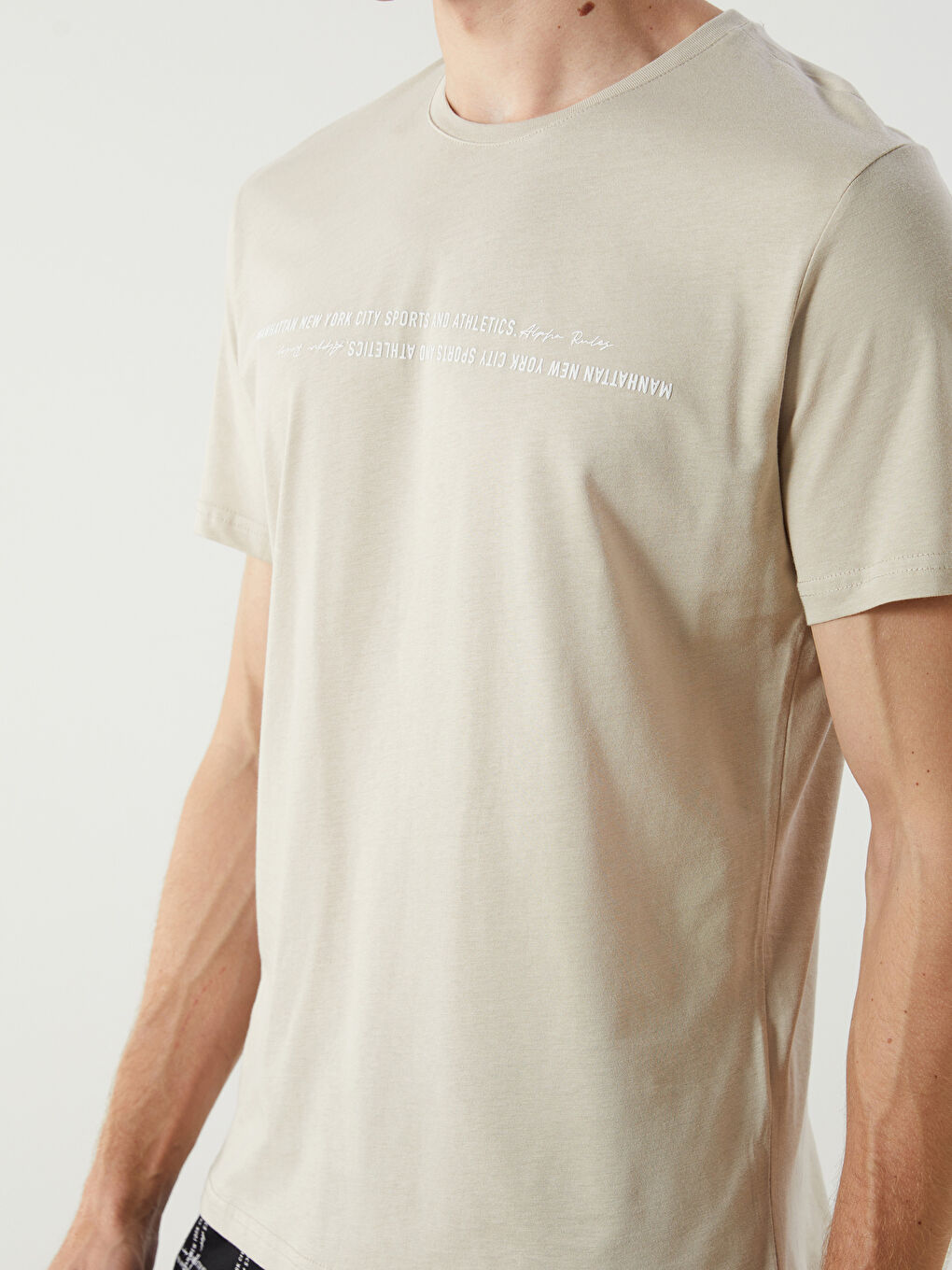 Bej Standart Kalıp Erkek Şortlu Pijama Takımı-2