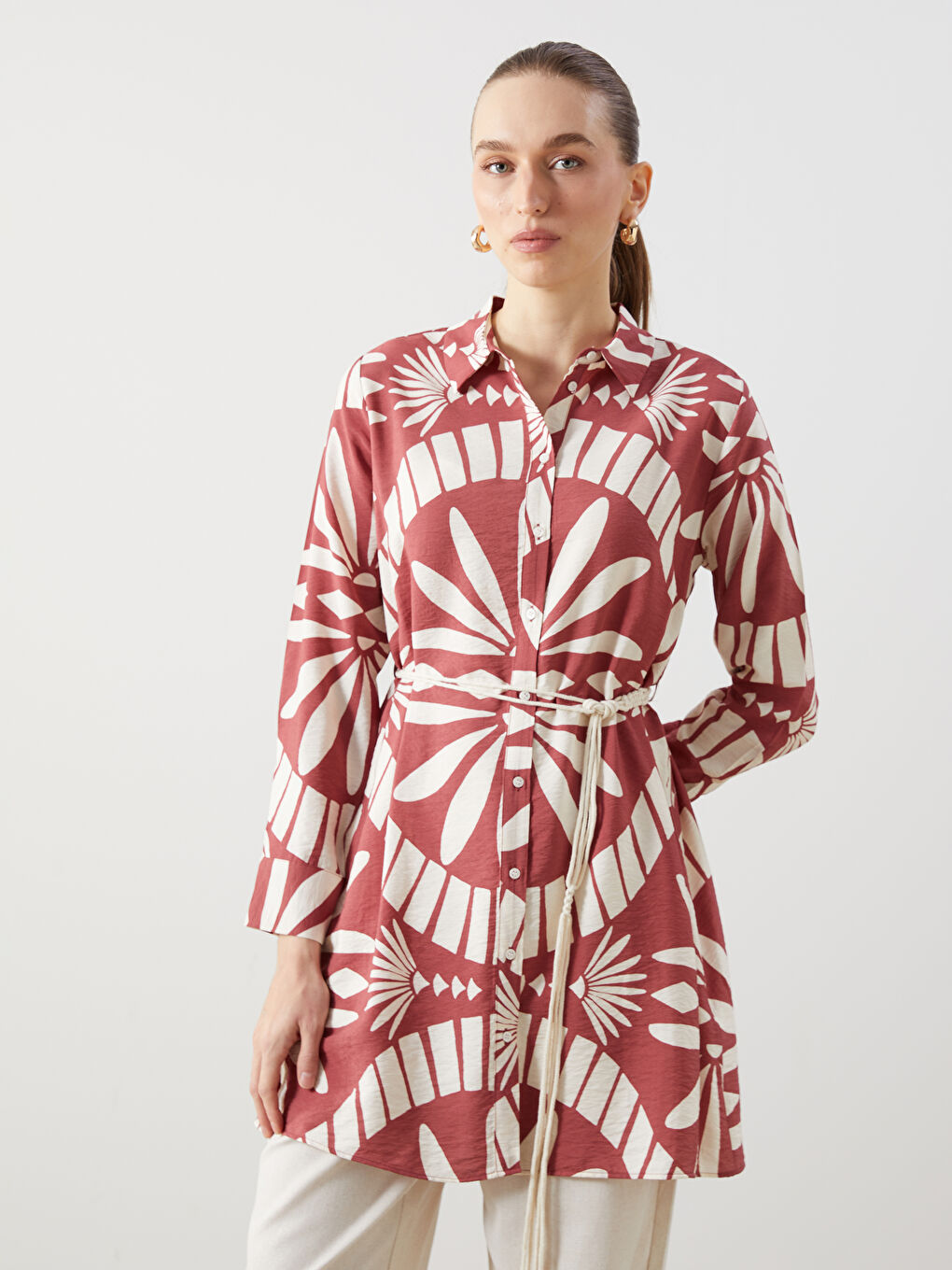 Mercan Desenli Kadın Gömlek Tunik