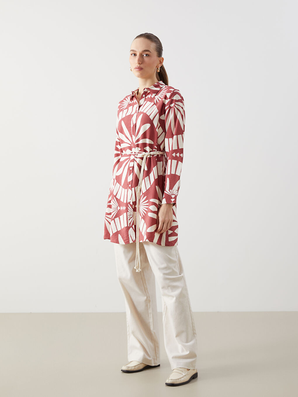 Mercan Desenli Kadın Gömlek Tunik-1