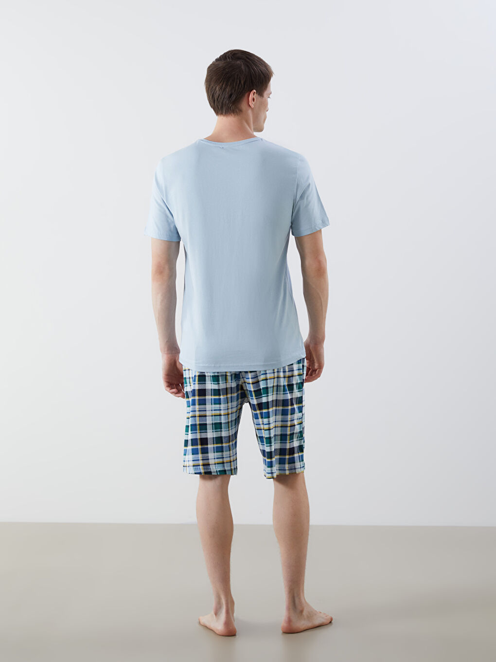 LC WAIKIKI Mavi Standart Kalıp Erkek Şortlu Pijama Takımı - 3