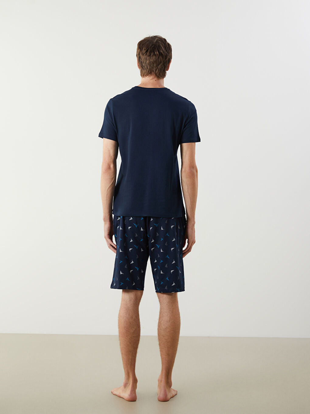 Lacivert Standart Kalıp Erkek Şortlu Pijama Takımı-3