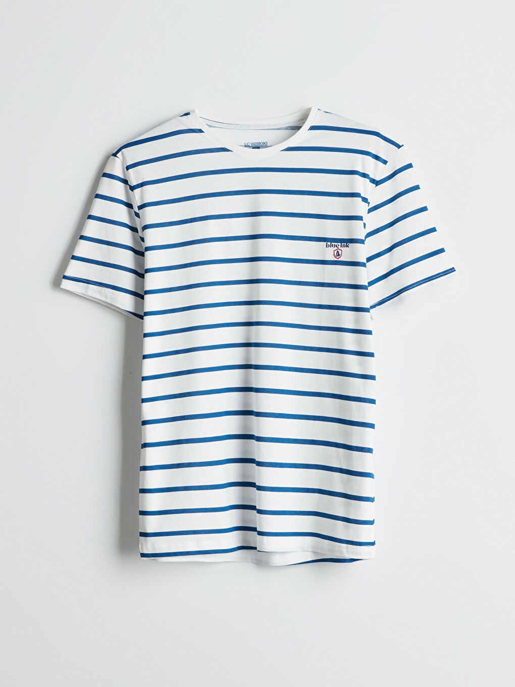 Beyaz Bisiklet Yaka Çizgili Erkek Pijama Üst