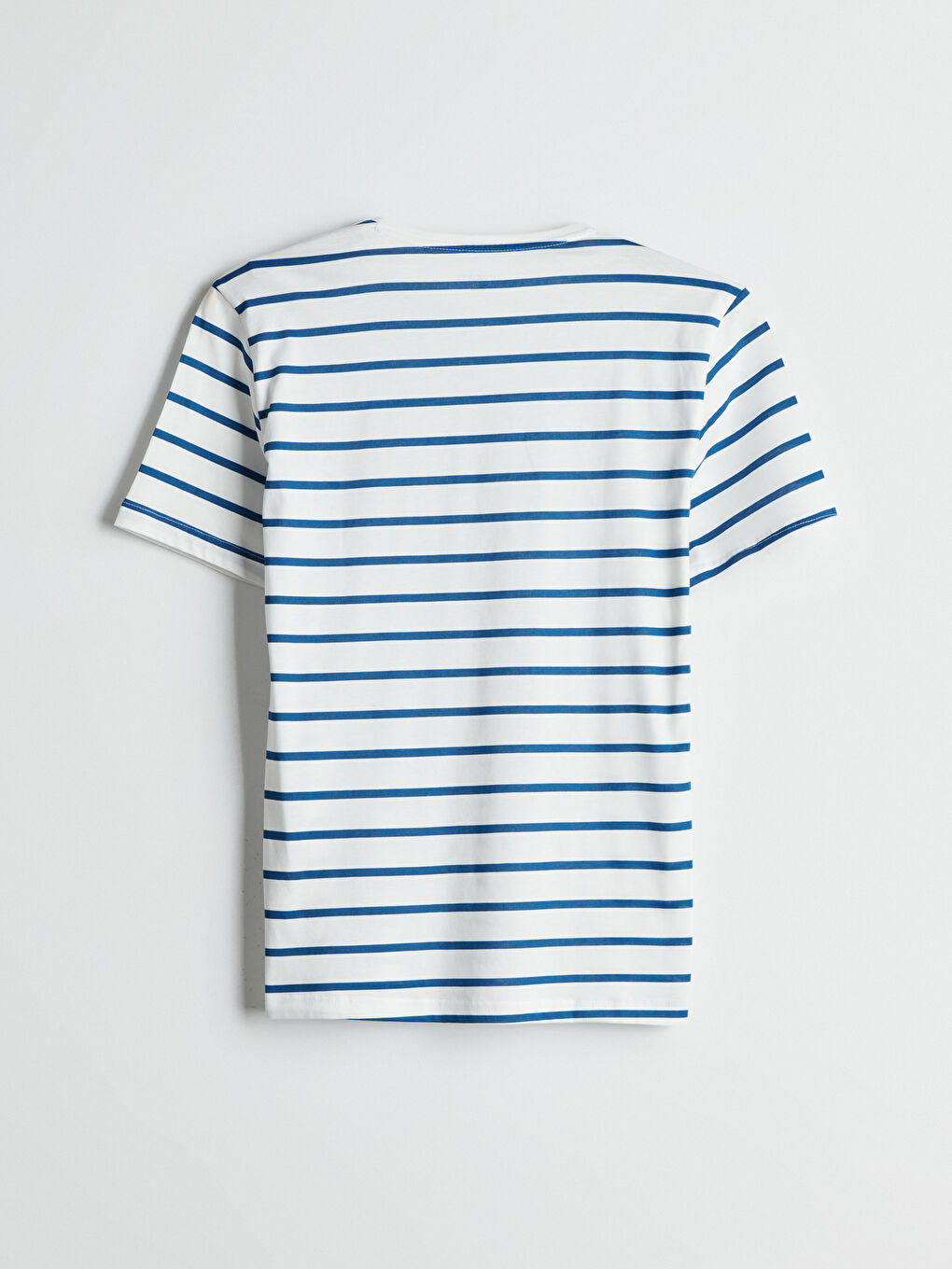 Beyaz Bisiklet Yaka Çizgili Erkek Pijama Üst-1