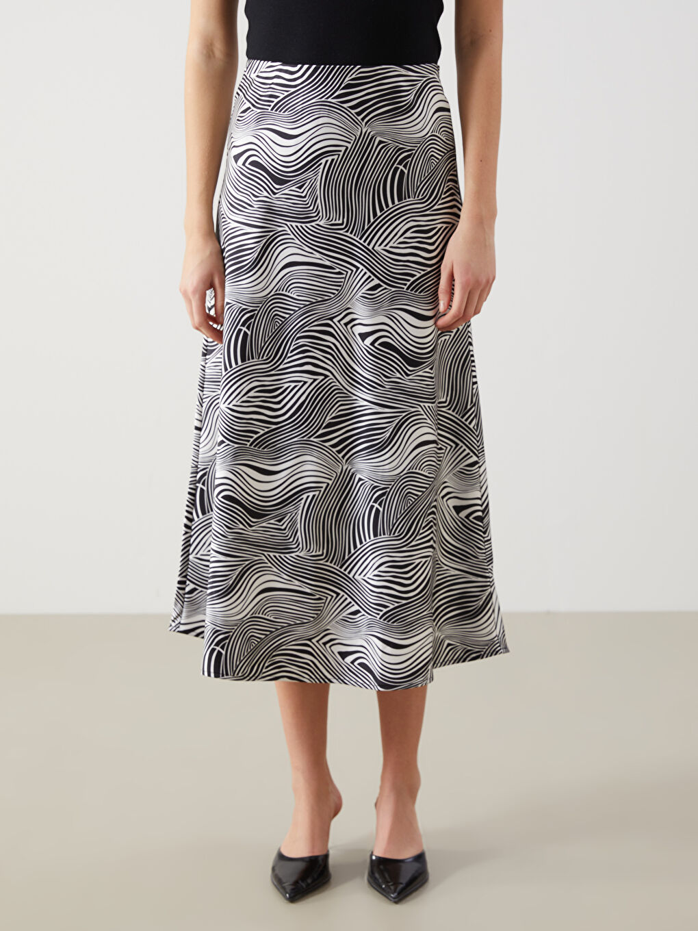 Slim Fit Patterned Satin Skirt -S5GC78Z8-LQJ