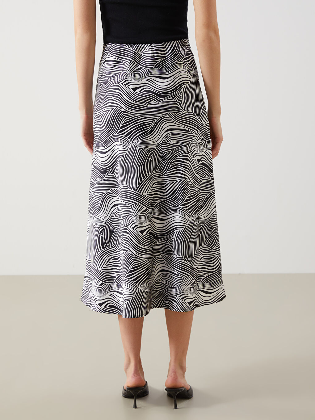 Slim Fit Patterned Satin Skirt -S5GC78Z8-LQJ