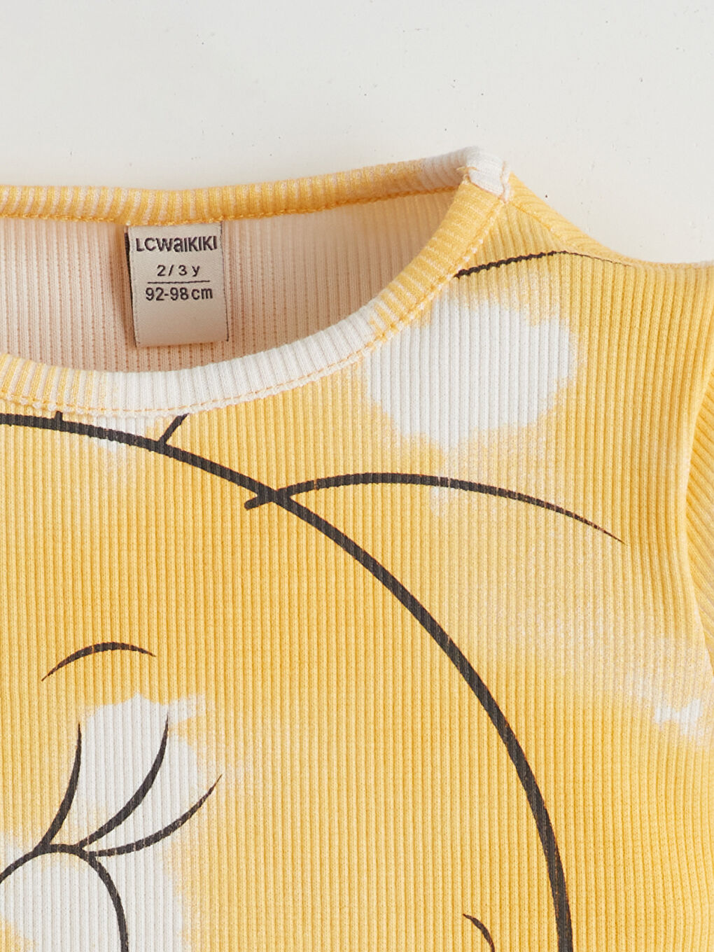 Crew Neck Tweety Printed Ruffled Baby Girls' T-Shirt -S5GD99Z1-LUG