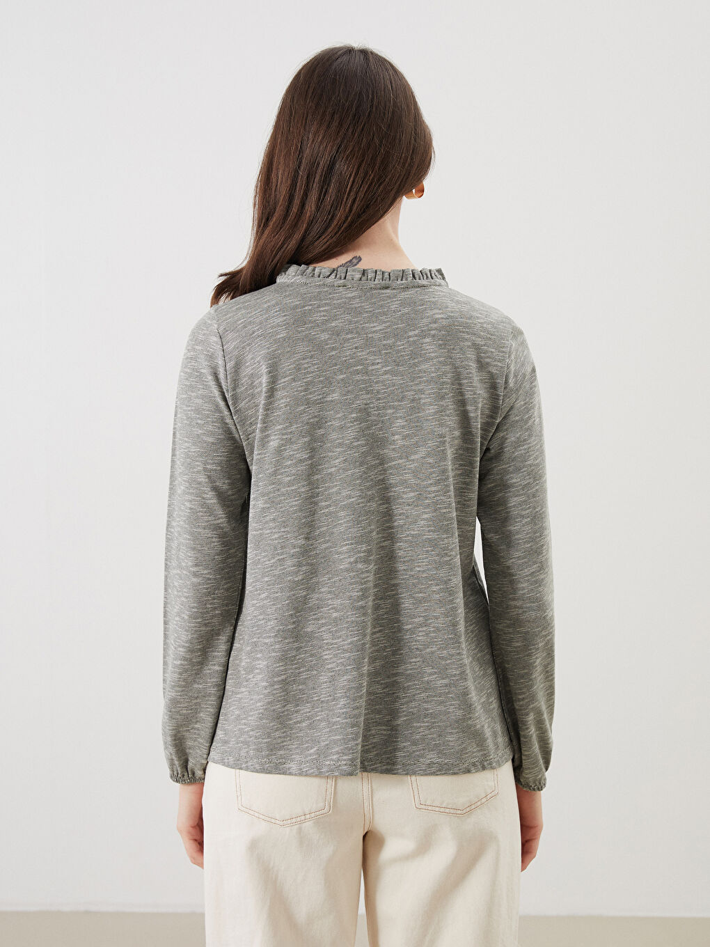 LCW Grace Tie Neck Women's Blouse -S5GE02Z8-LA4