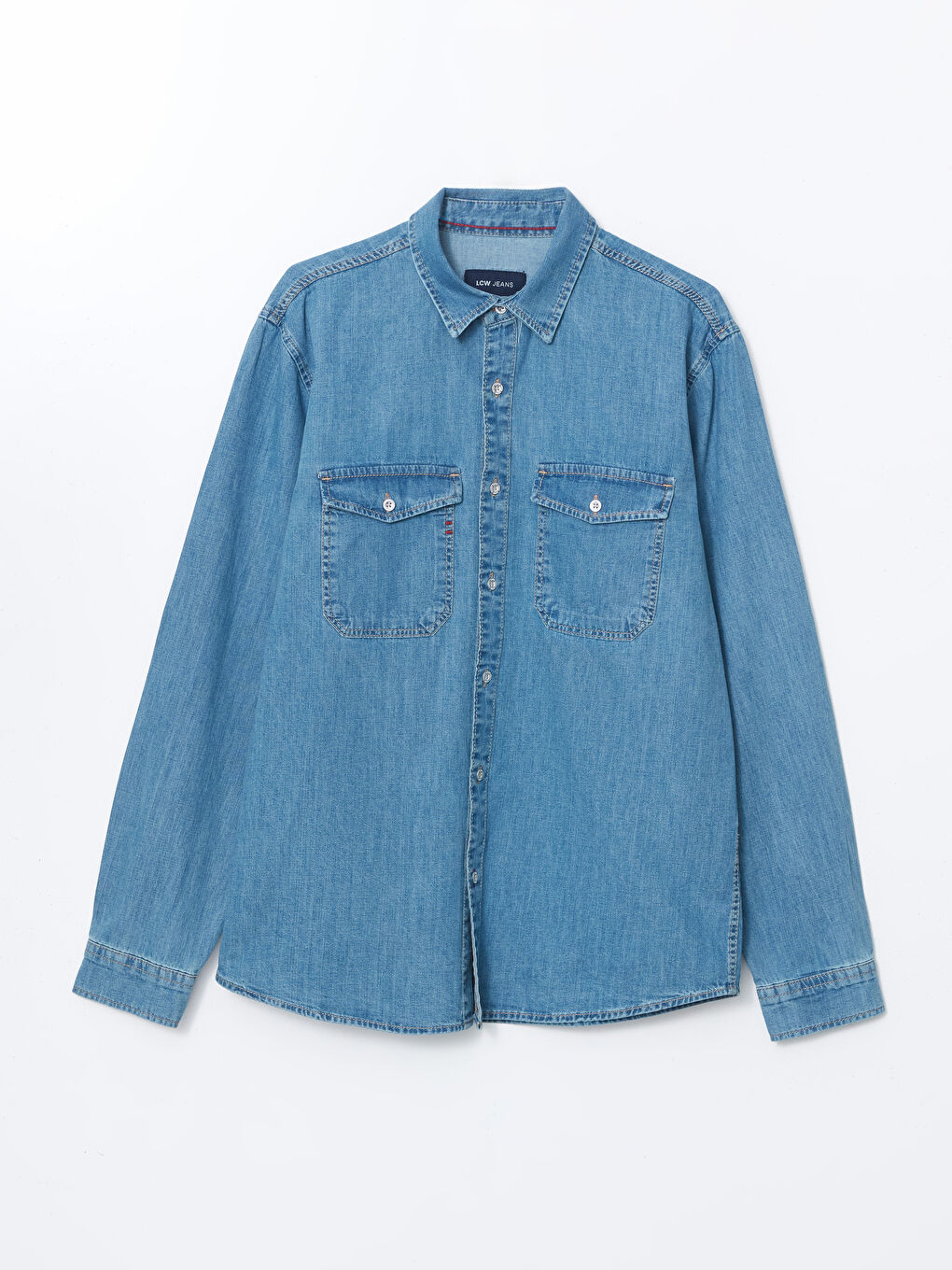 İndigo Regular Fit Uzun Kollu Erkek Jean Gömlek-4