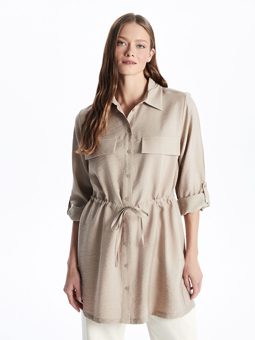 Bej Kadın Gömlek Tunik