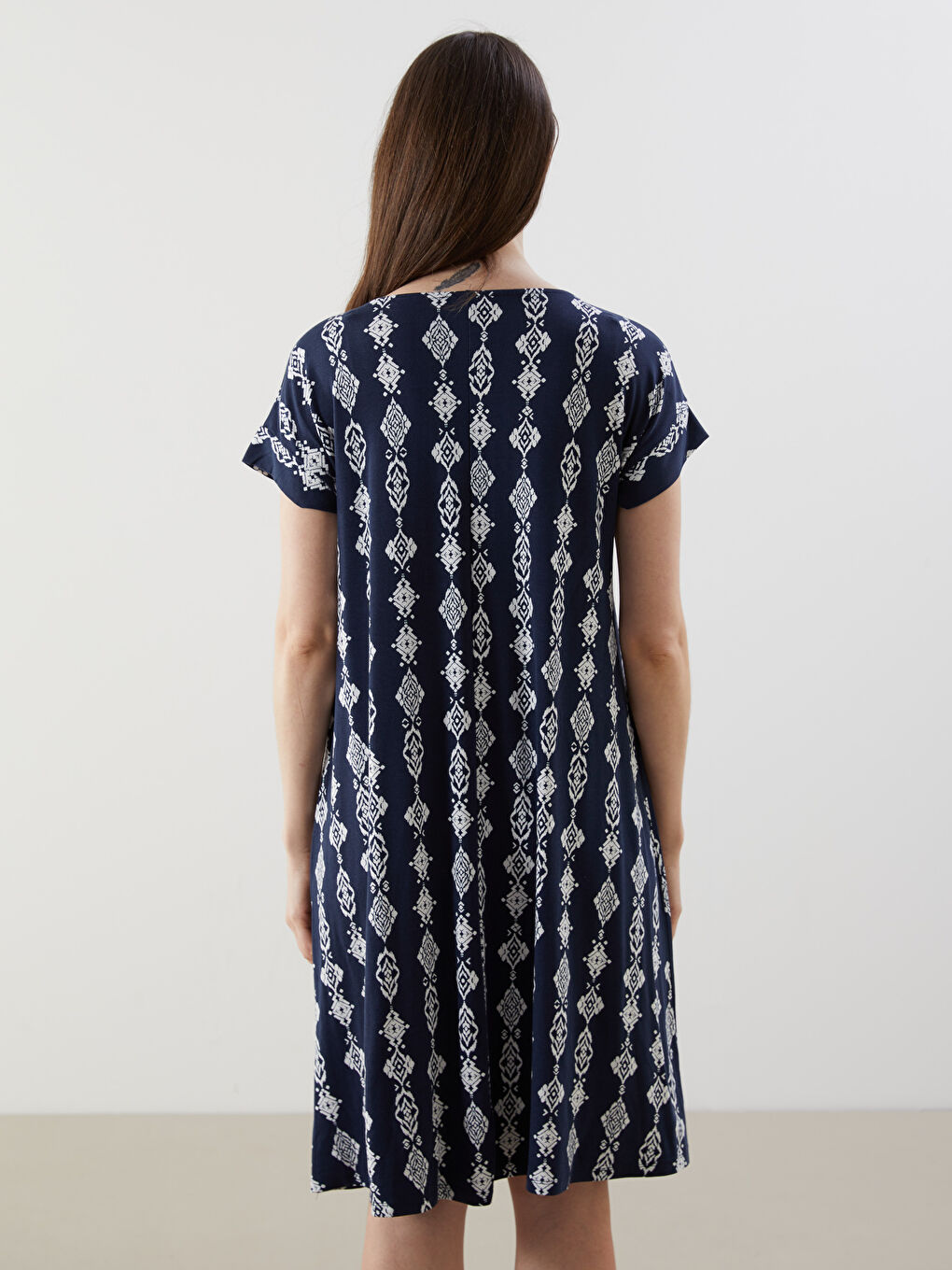 LCW Grace Crew Neck Patterned Women's Dress -S5GE13Z8-LRA