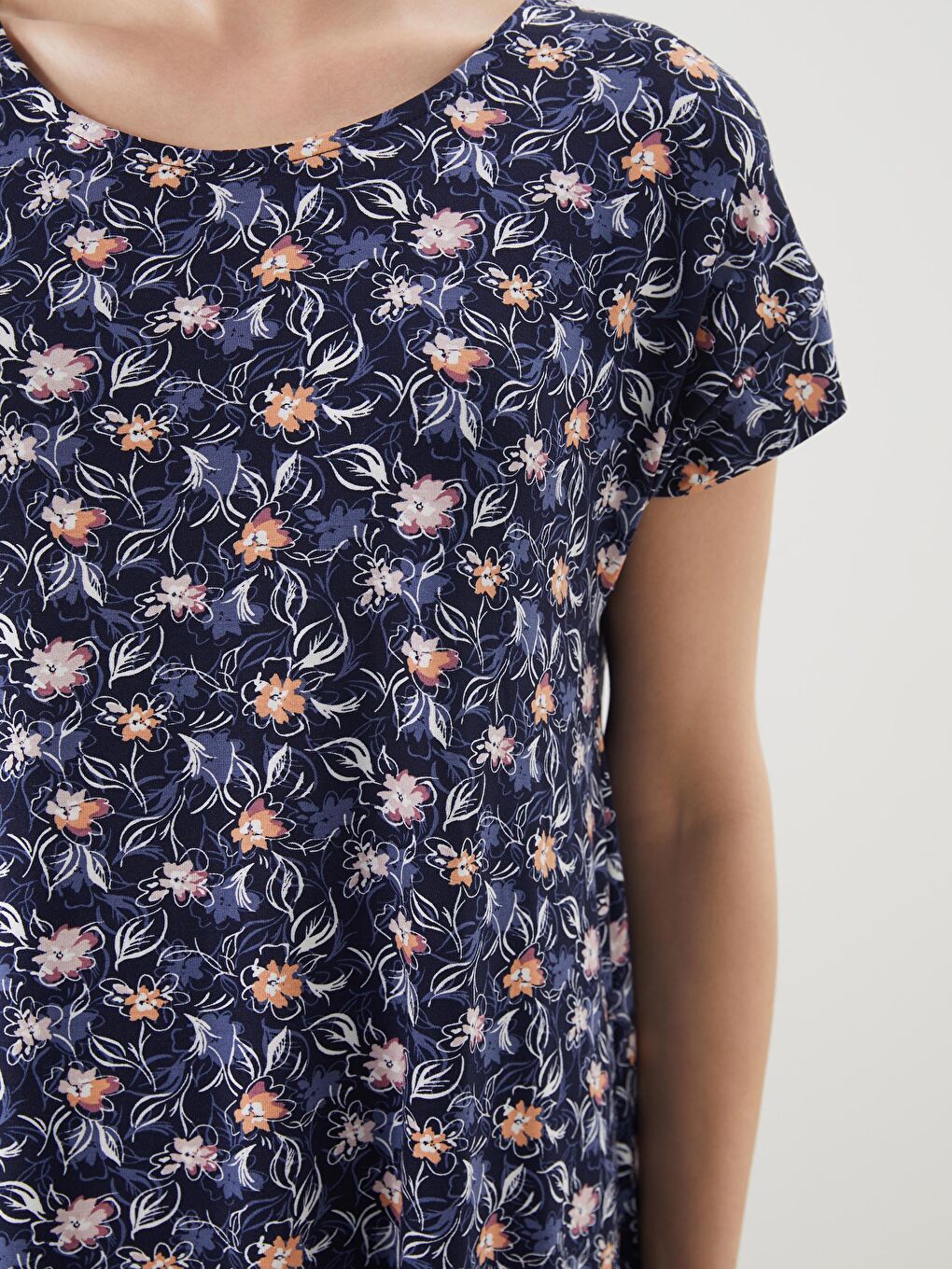 LCW Grace Crew Neck Floral Women's Dress -S5GE13Z8-LSY