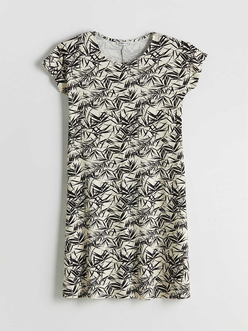 Siyah Bisiklet Yaka Desenli Elbise-4