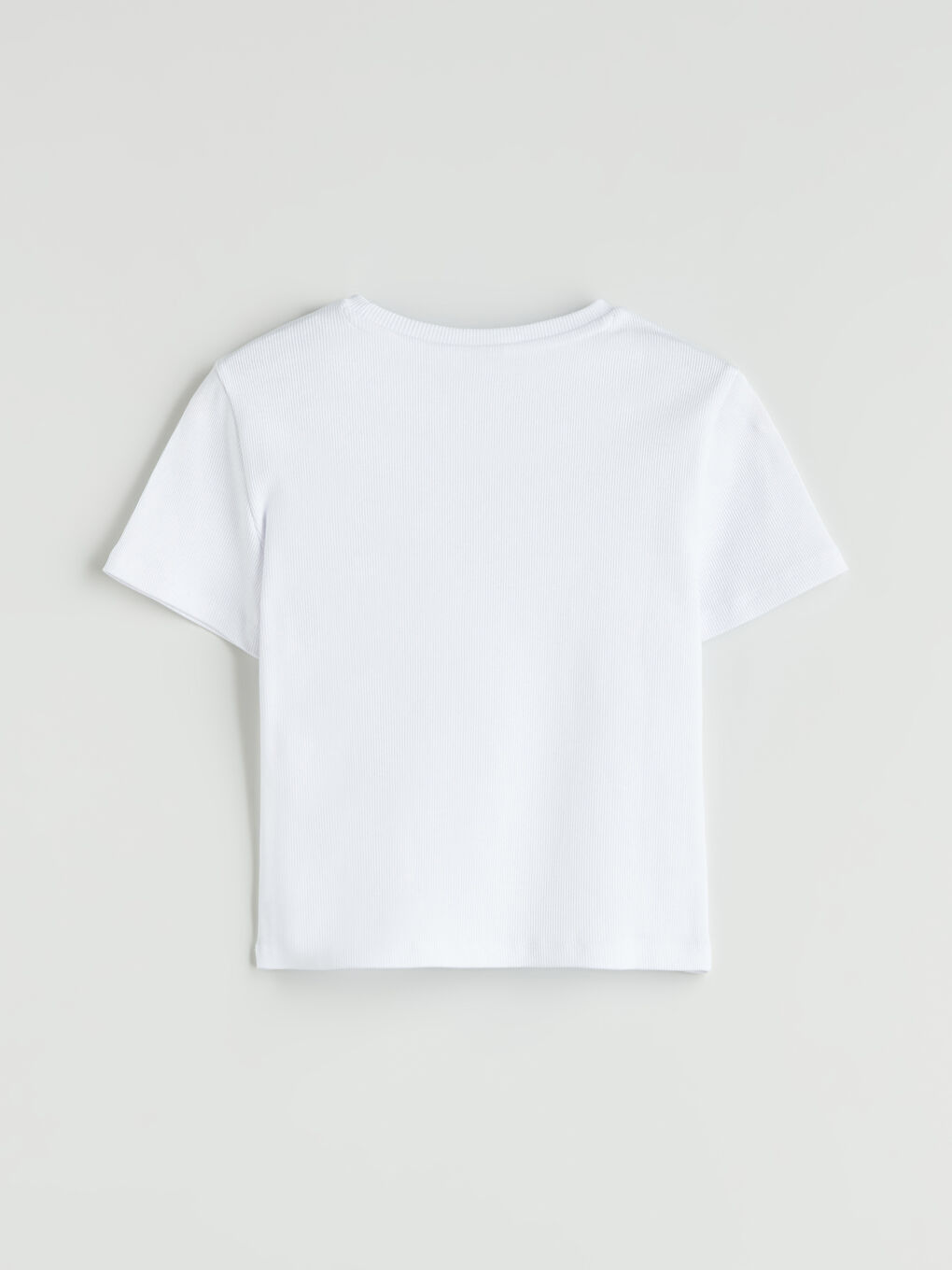 Beyaz Bisiklet Yaka Kuromi Baskılı Kız Çocuk Crop Tişört-1