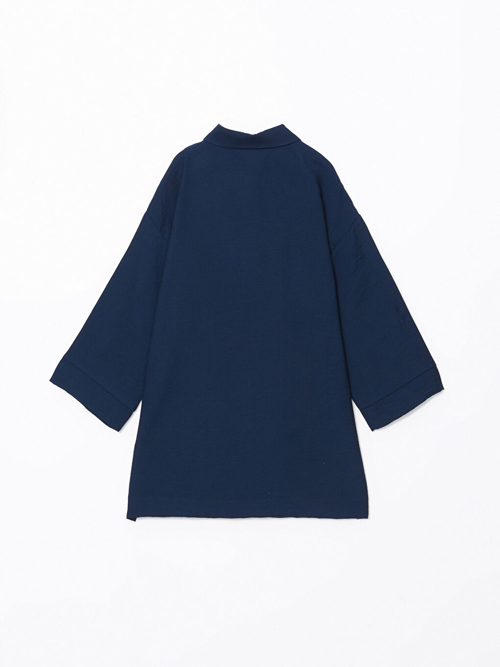 Lacivert Oversize Armürlü Kadın Gömlek-6