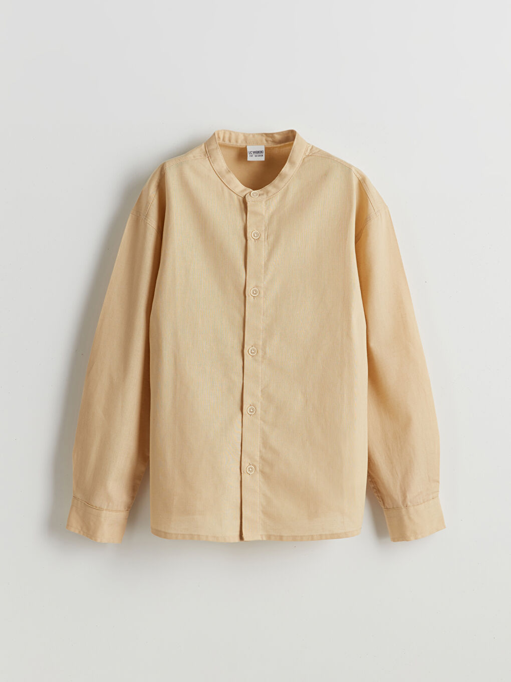 Grandad Collar Linen Blend Boys' Shirt