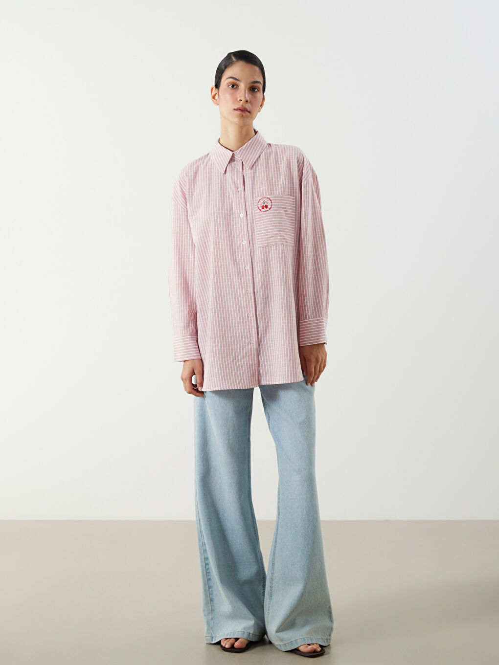 LCW Modest Woman PINK Shirt Tunic -S5GE83Z8-LHF