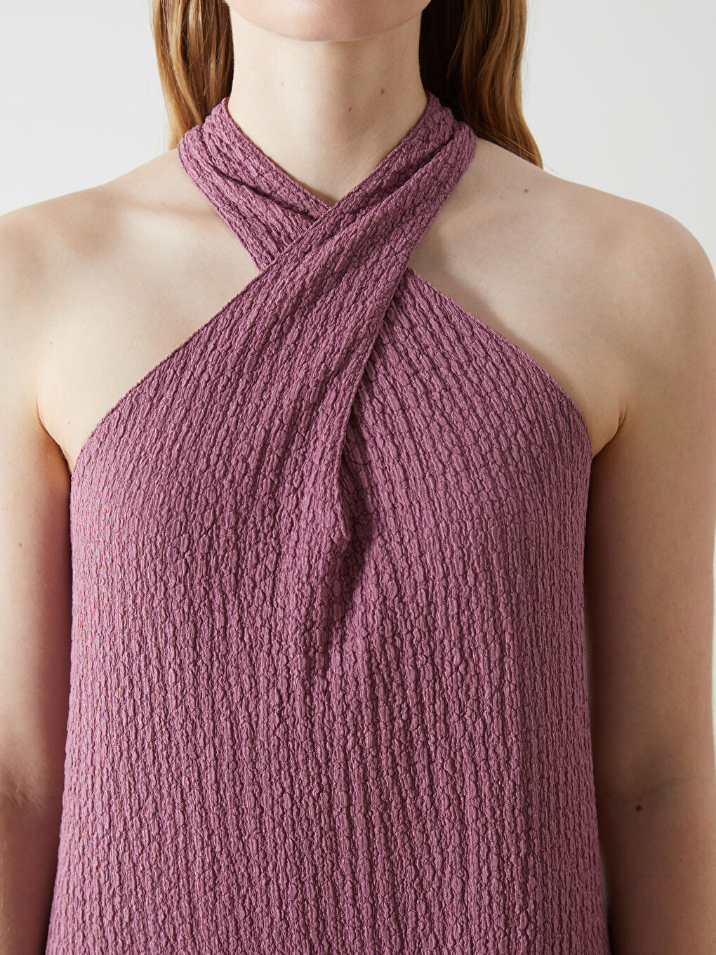 Halter Neck Textured Dress -S5GE85Z8-GVJ