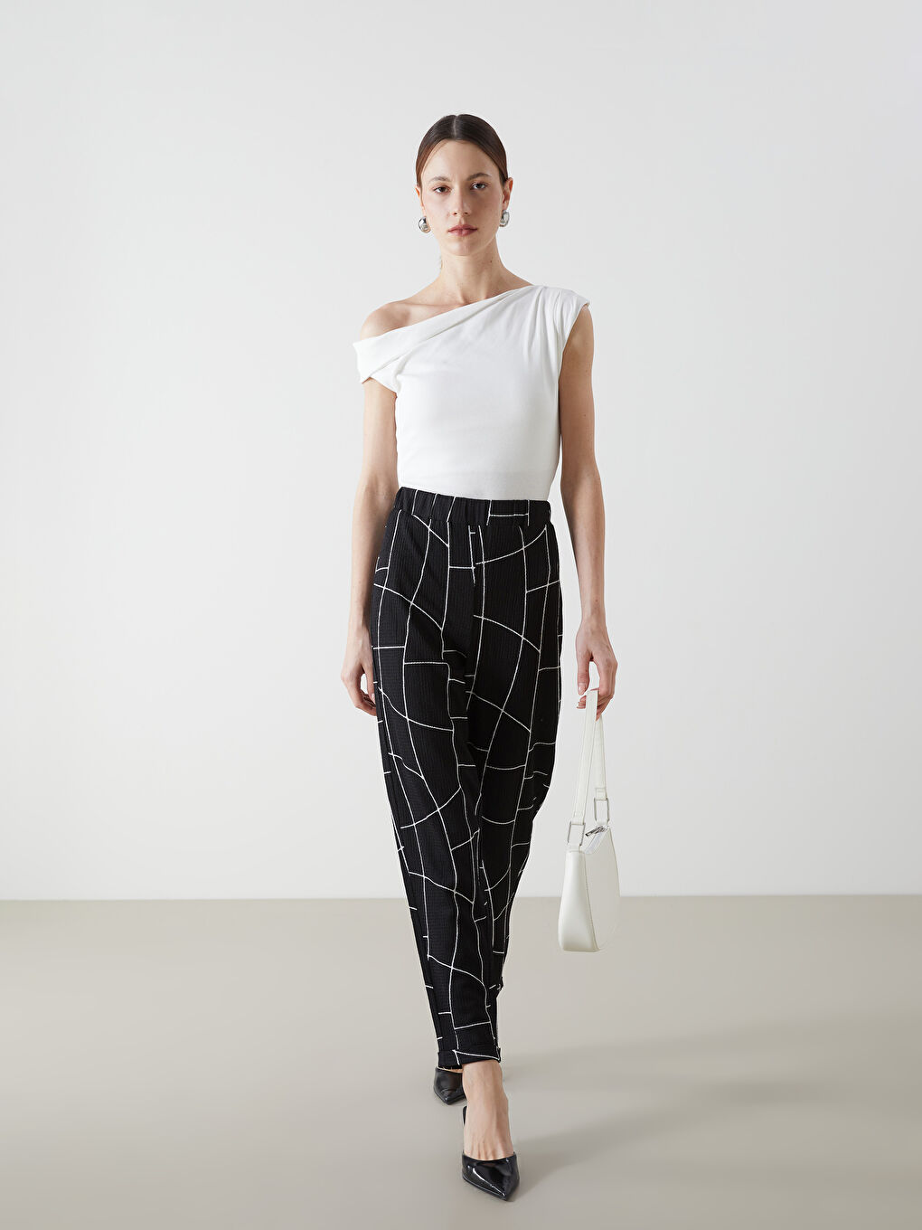 Elasticated Waist Patterned Women's Trousers -S5GE92Z8-LQJ