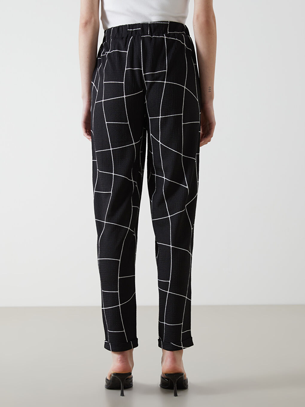 Elasticated Waist Patterned Women's Trousers -S5GE92Z8-LQJ