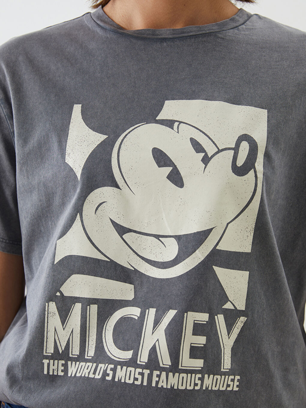 Crew Neck Mickey Mouse Printed Women's T-Shirt -S5GE95Z8-DC4