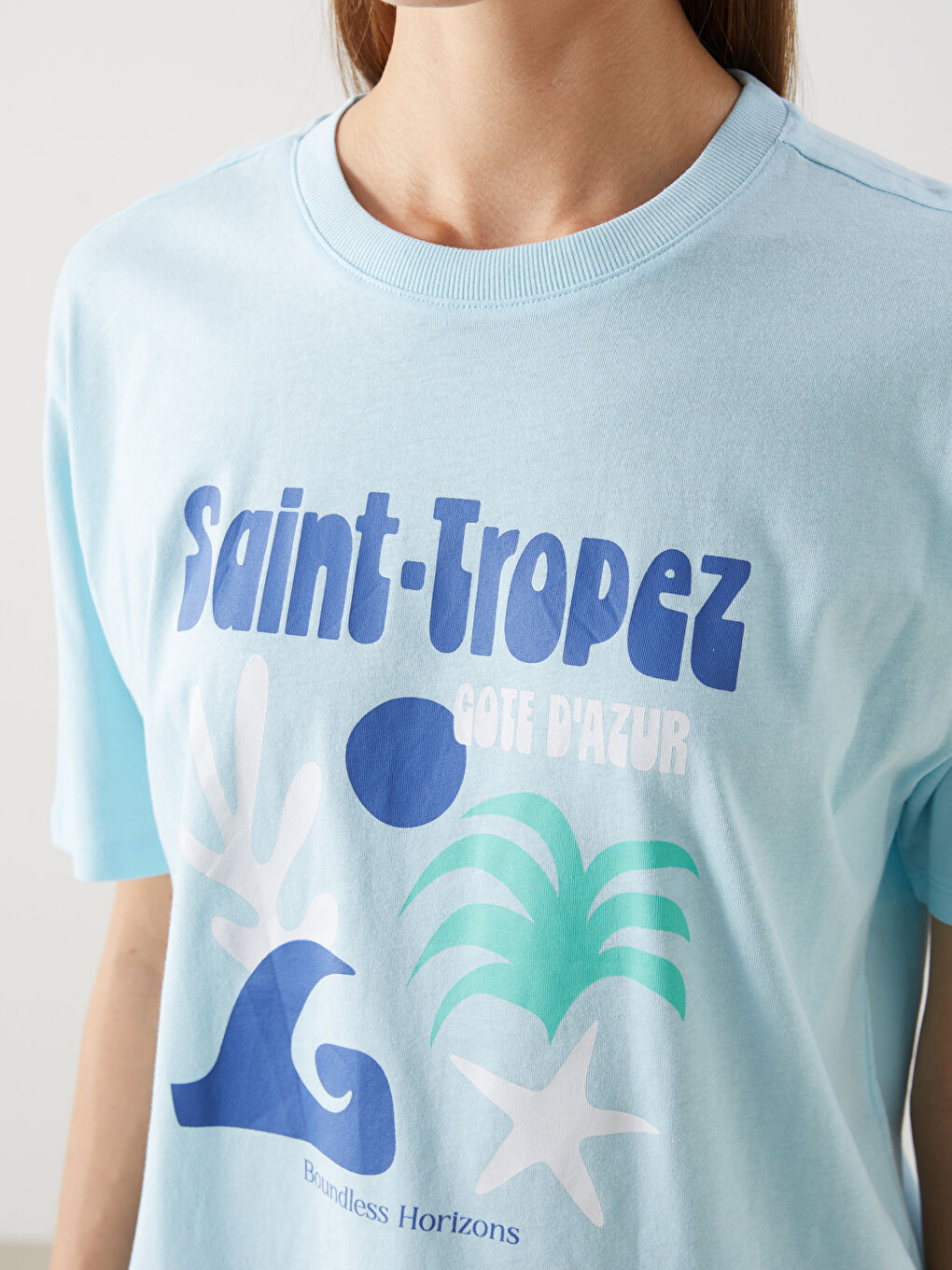 Crew Neck Printed Oversize Women's T-Shirt -S5GF00Z8-KXU