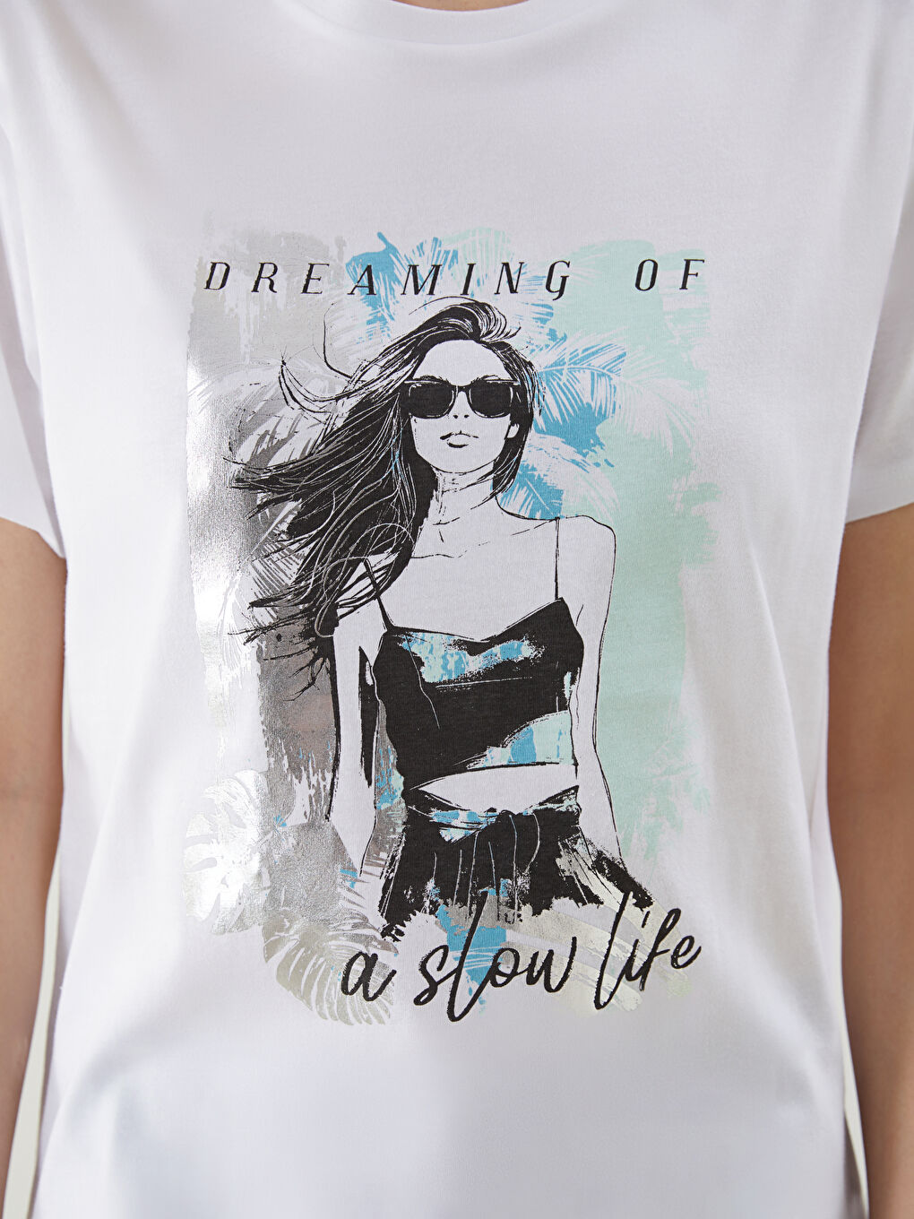 Crew Neck Printed Women's T-Shirt -S5GF02Z8-Q6K