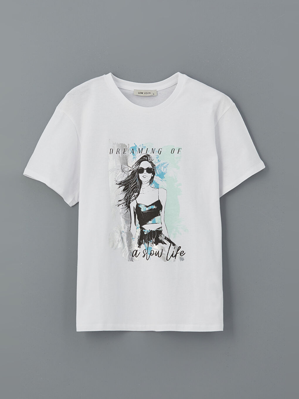 Crew Neck Printed Women's T-Shirt -S5GF02Z8-Q6K