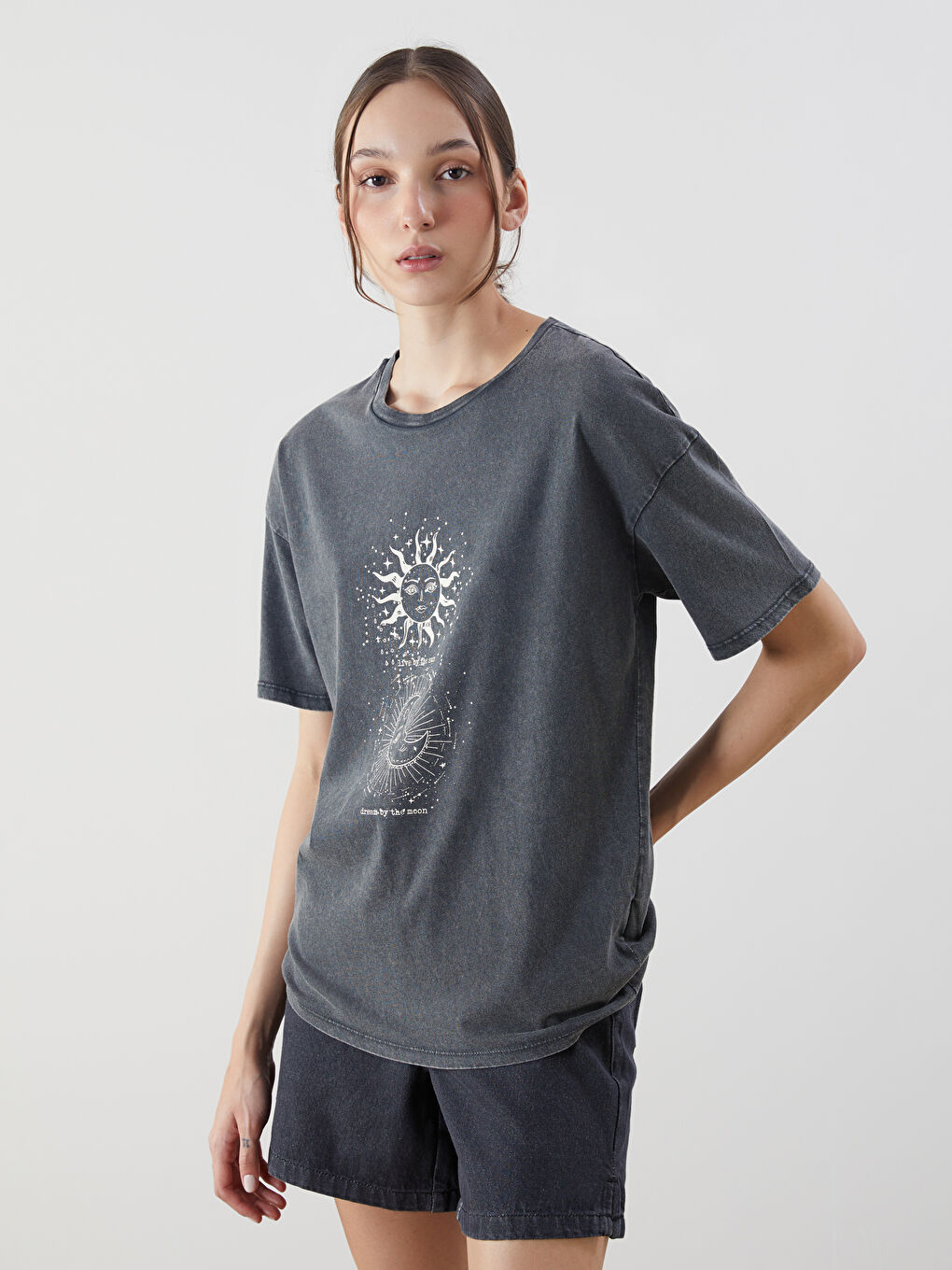 Crew Neck Printed Women's T-Shirt -S5GF10Z8-DC4